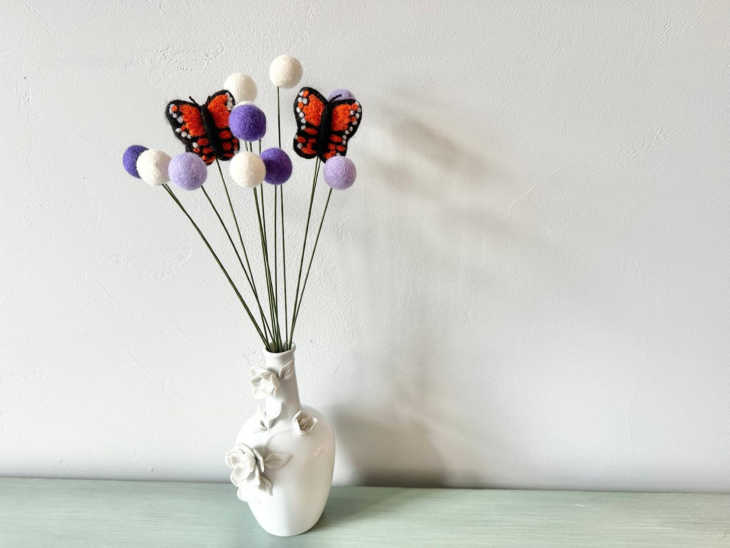Butterfly Felt Ball Flower Bouquet