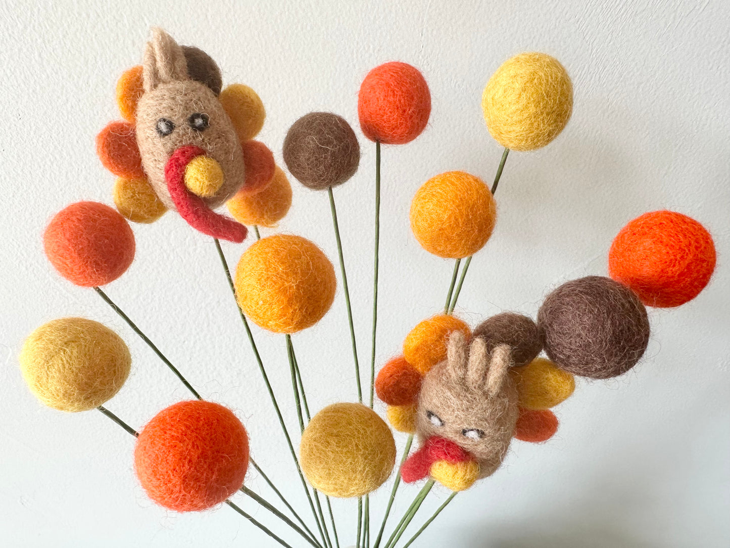 Turkey & Felt Ball Flower Bouquet
