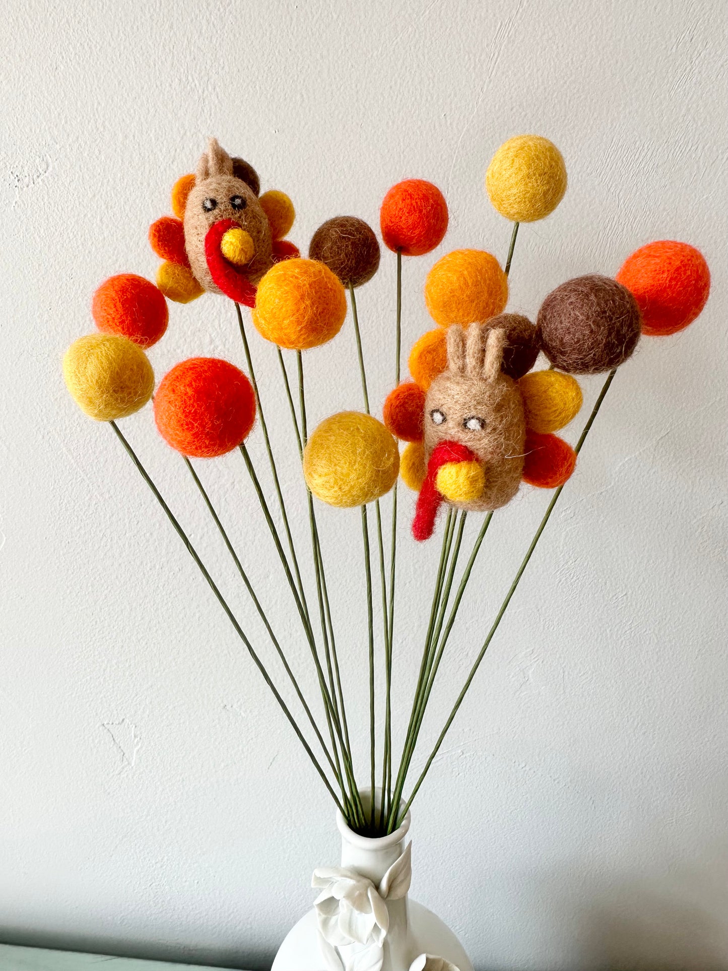 Turkey & Felt Ball Flower Bouquet
