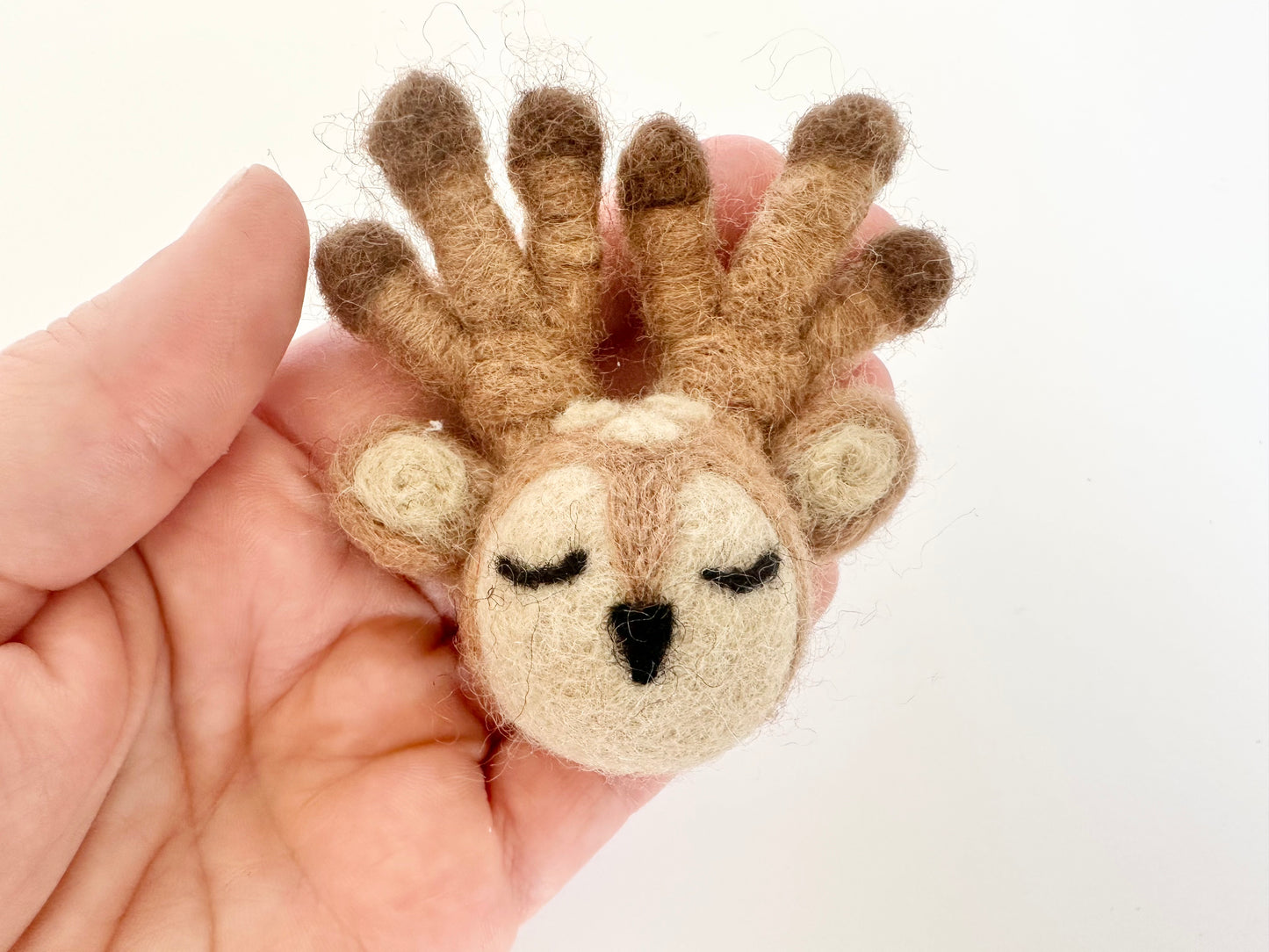 Sleepy Wool Felted Deer Head