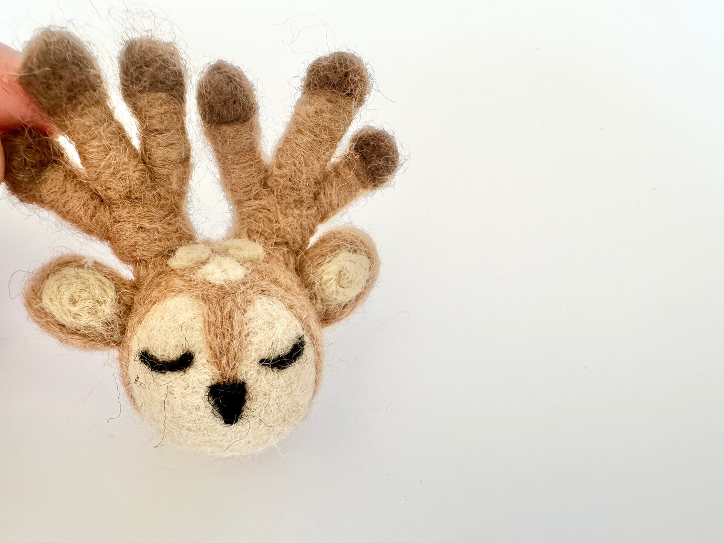 Sleepy Wool Felted Deer Head