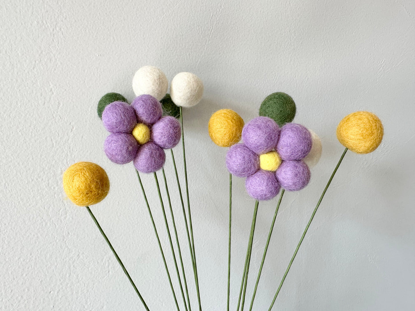 Lilac & Gold Daisy Wool Bouquet