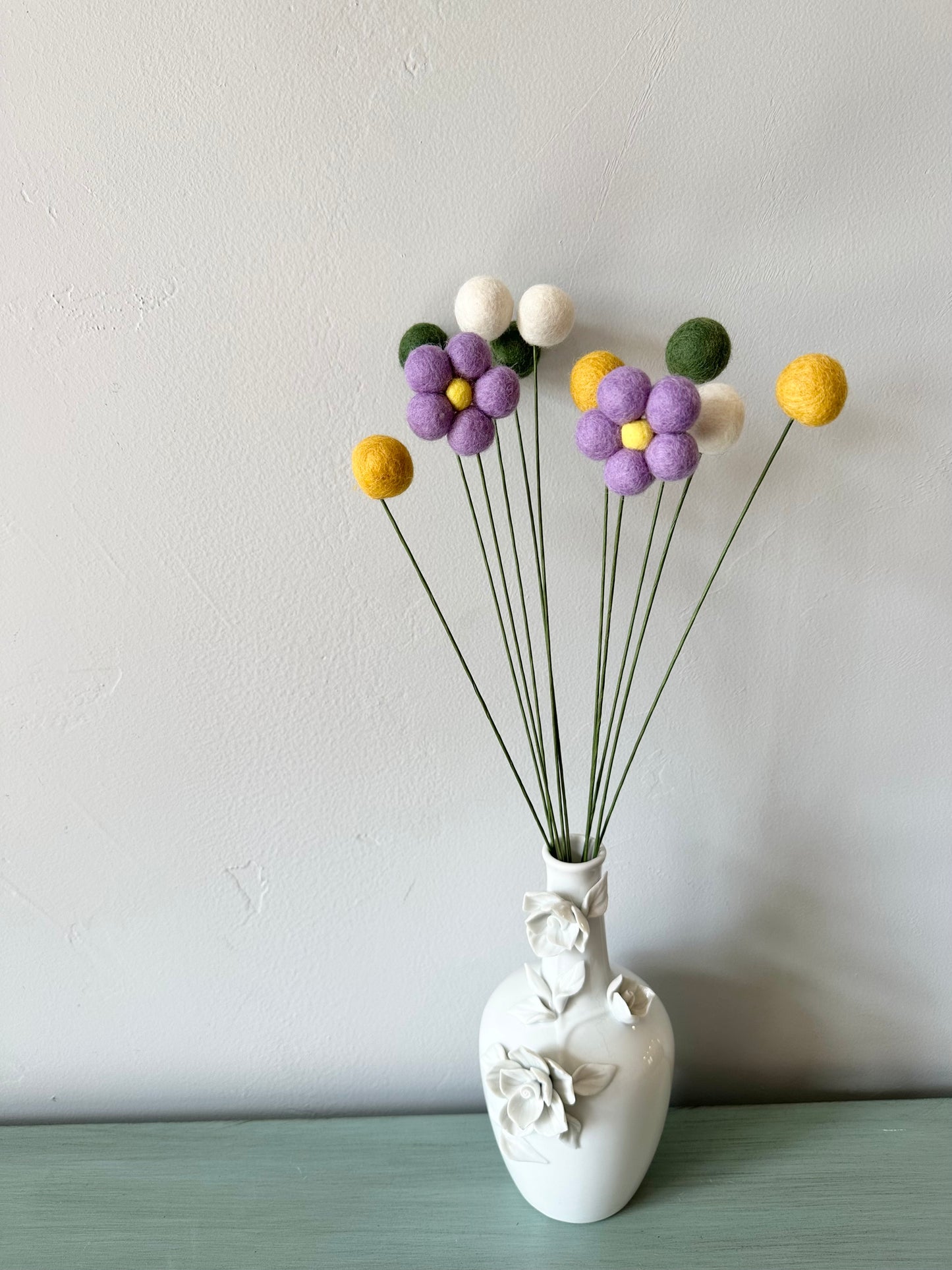 Lilac & Gold Daisy Wool Bouquet