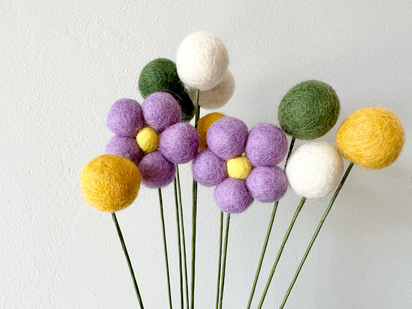 Lilac & Gold Daisy Wool Bouquet