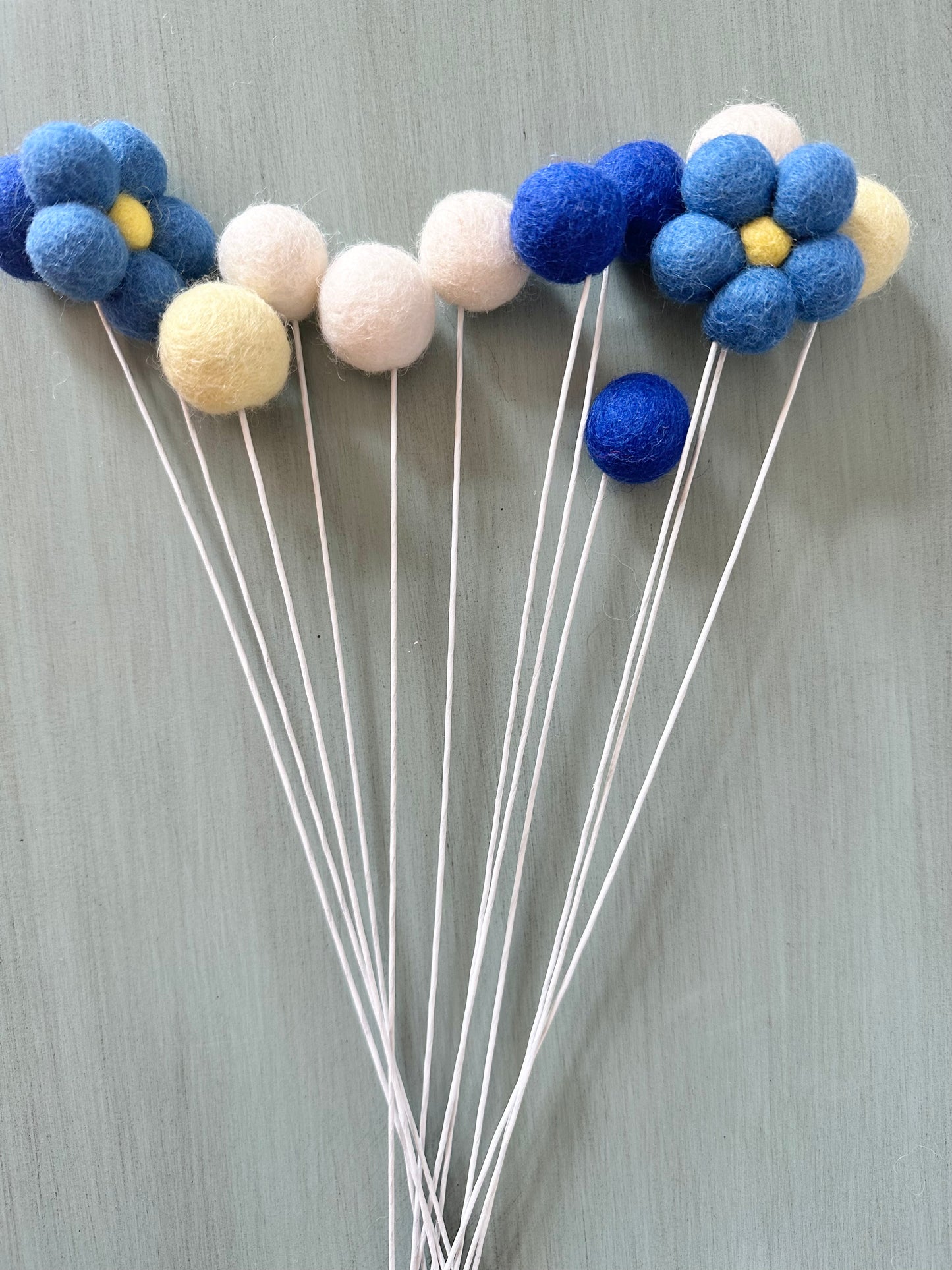 Shades of Blue Daisy Felted Bouquet