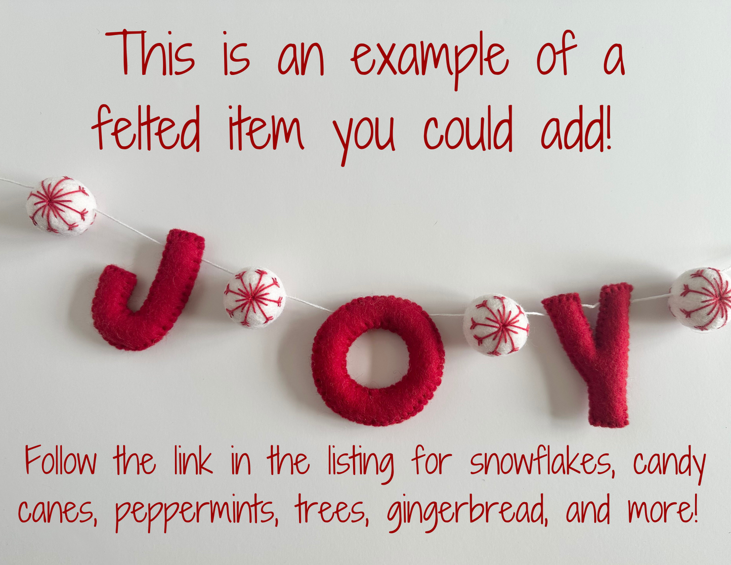 JOY felt banner - white or red letters