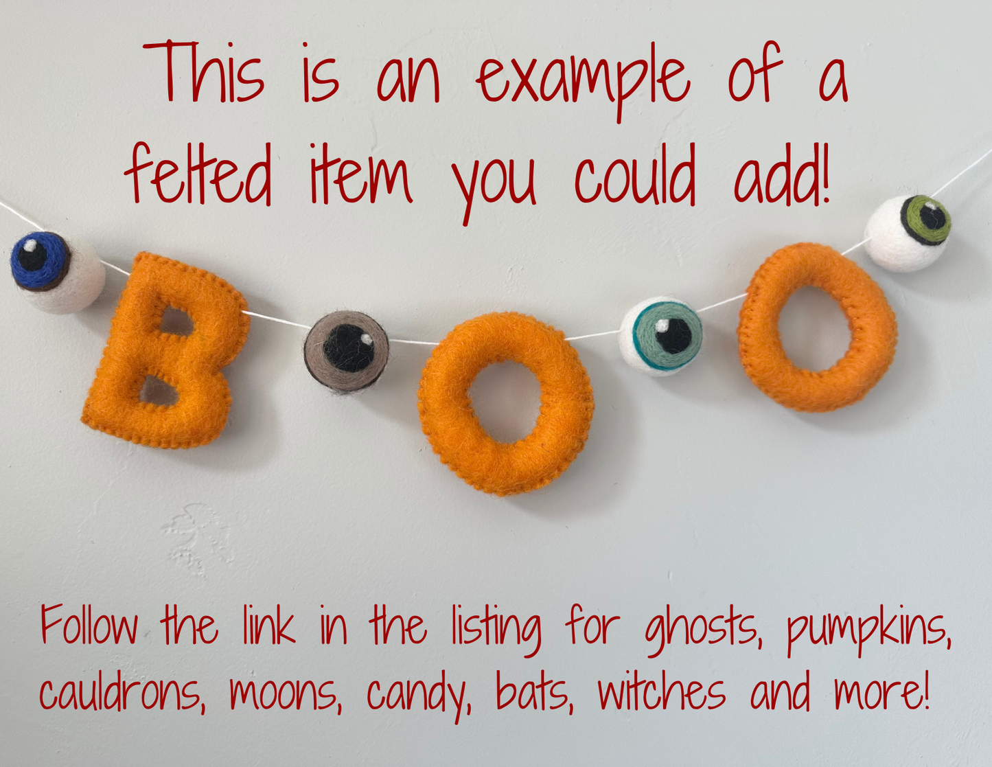BOO felt banner - black, gray or orange letters