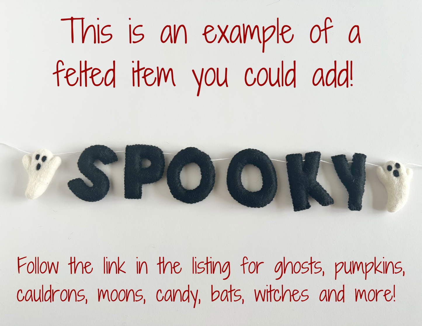 SPOOKY felt banner - black or gray letters