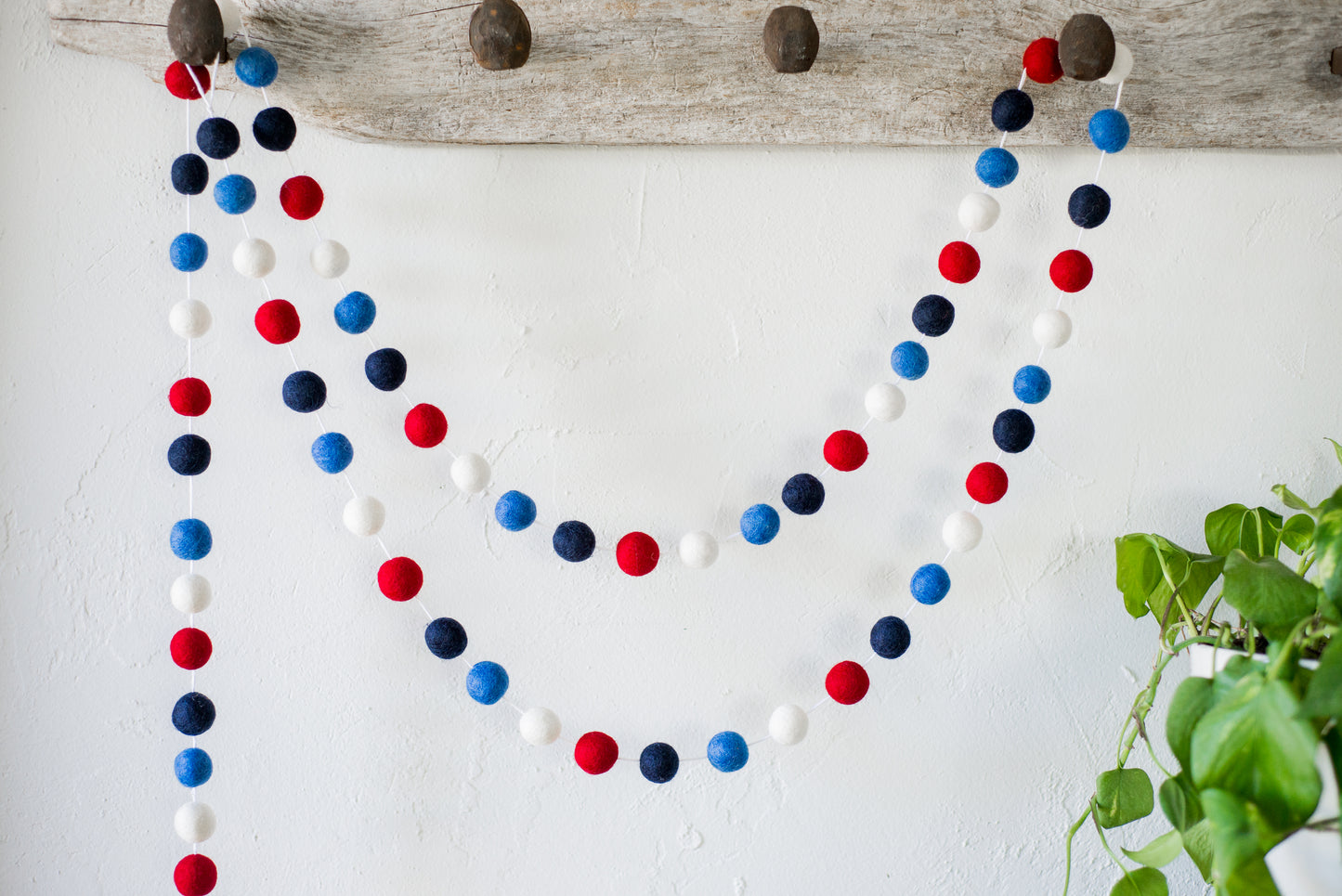Red White and 2 Blues Felt Ball Garland