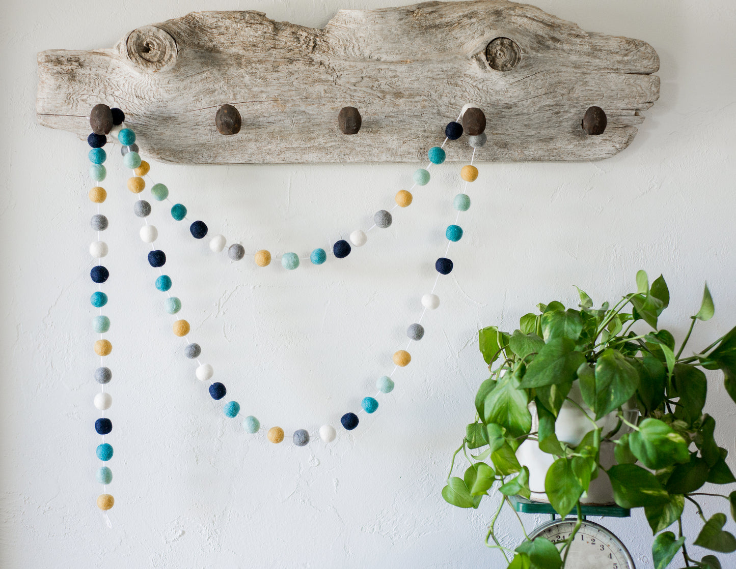 Blues Gold Neutral Felt Ball Garland