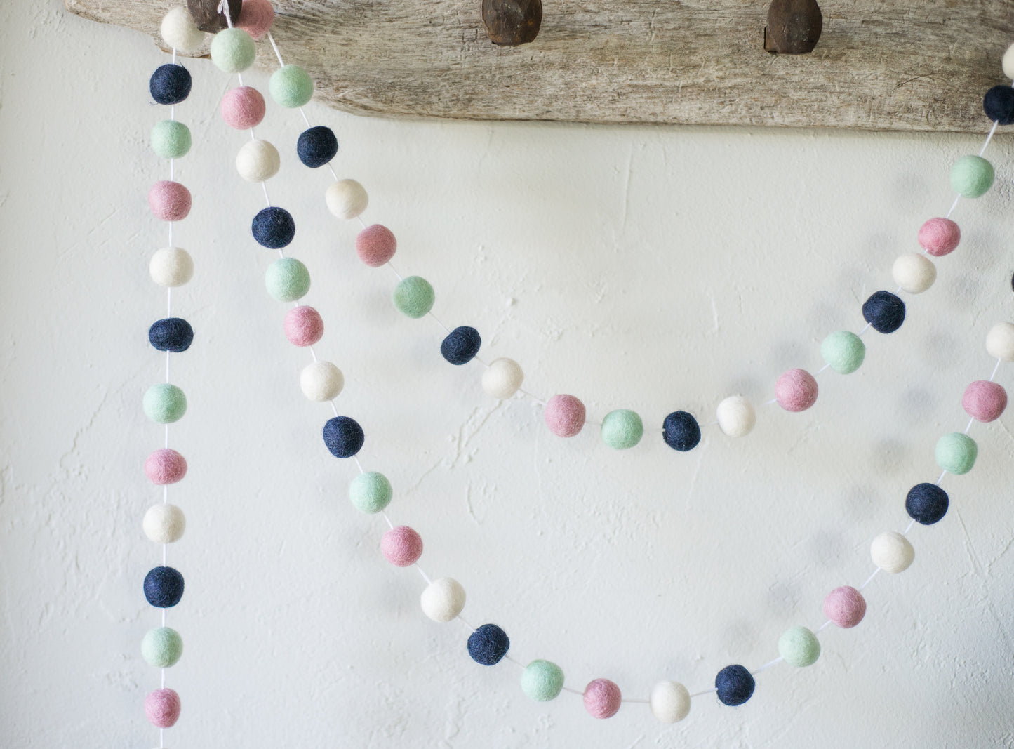 Navy Mint Felt Ball Garland