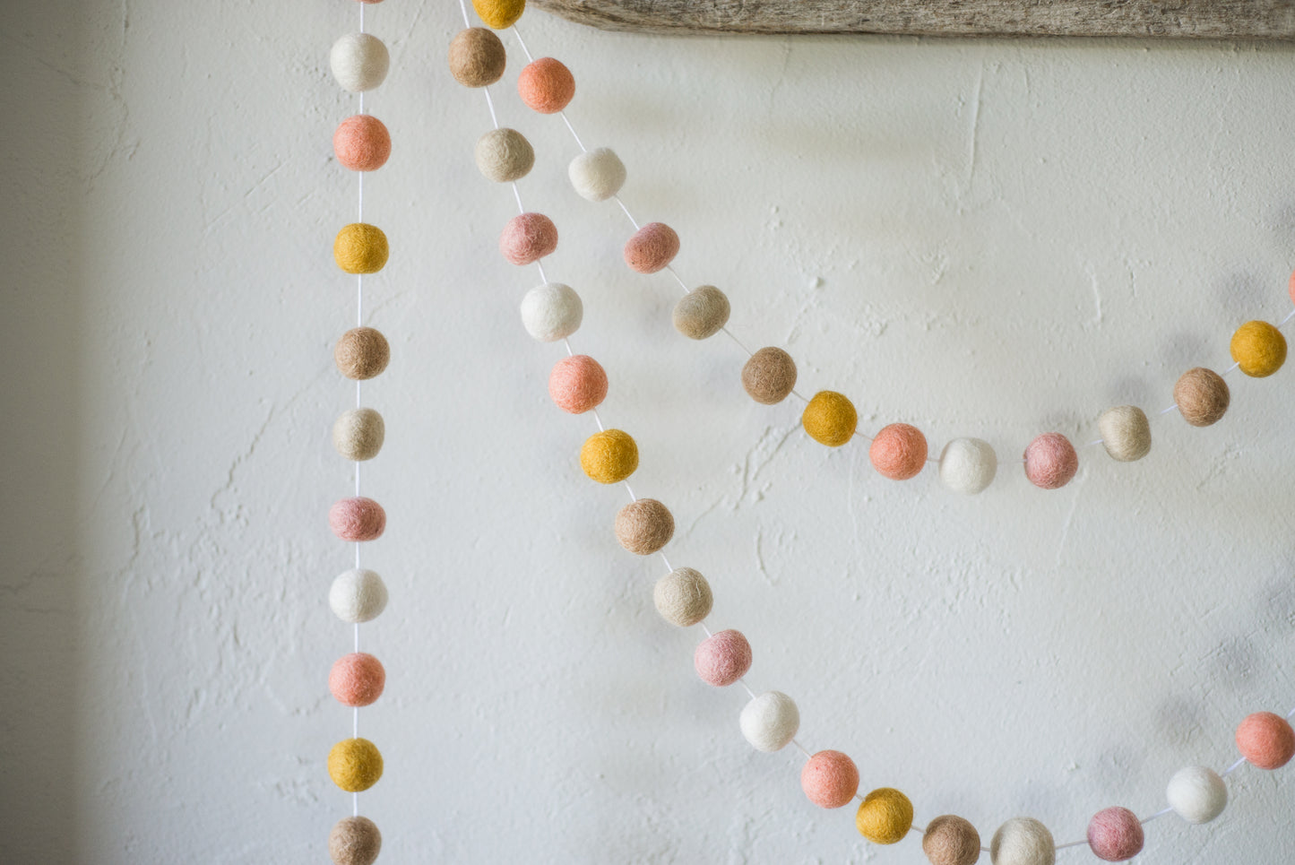 Soft Pinks & Gold Felt Ball Garland