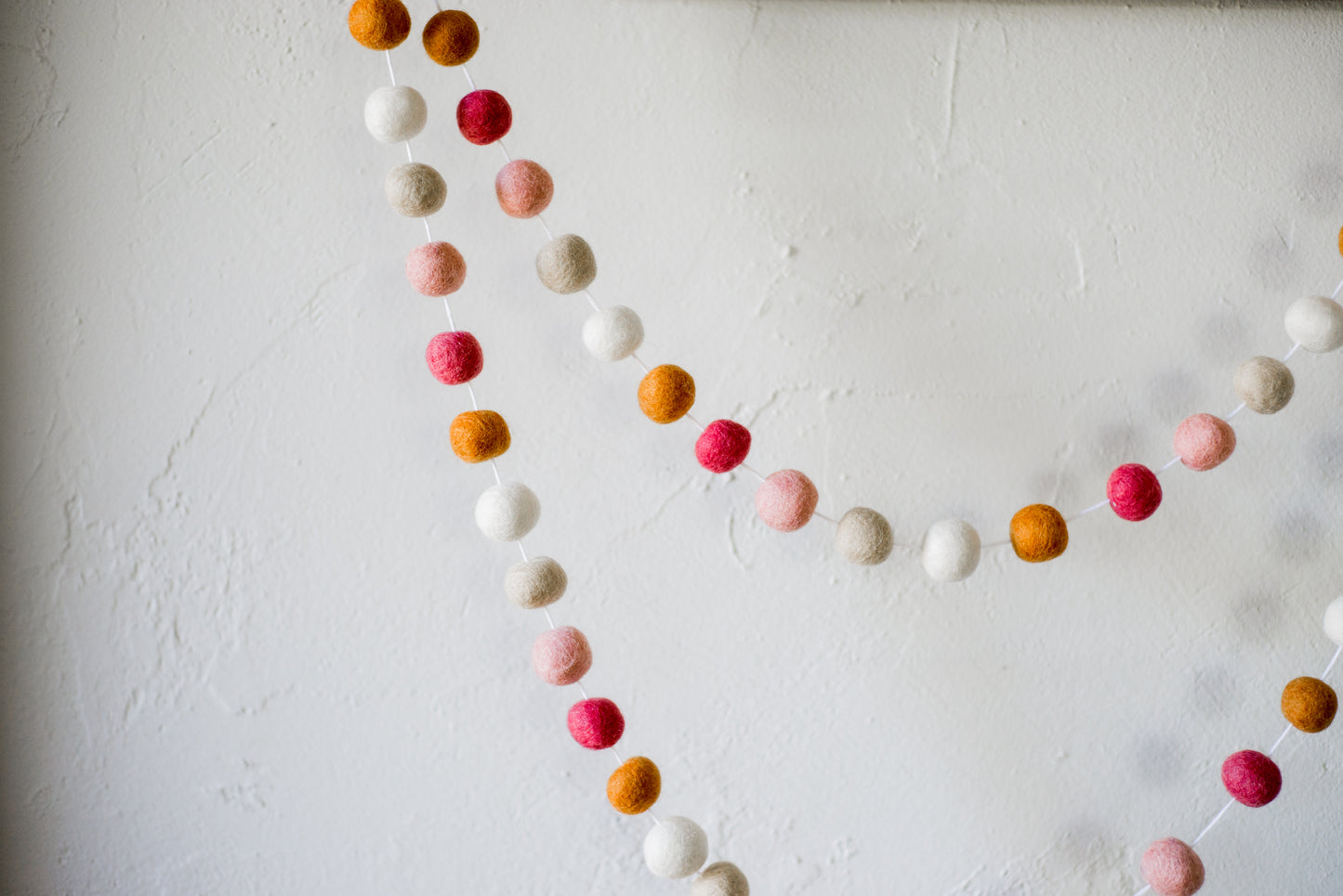 Sienna & Dark Coral Felt Ball Garland