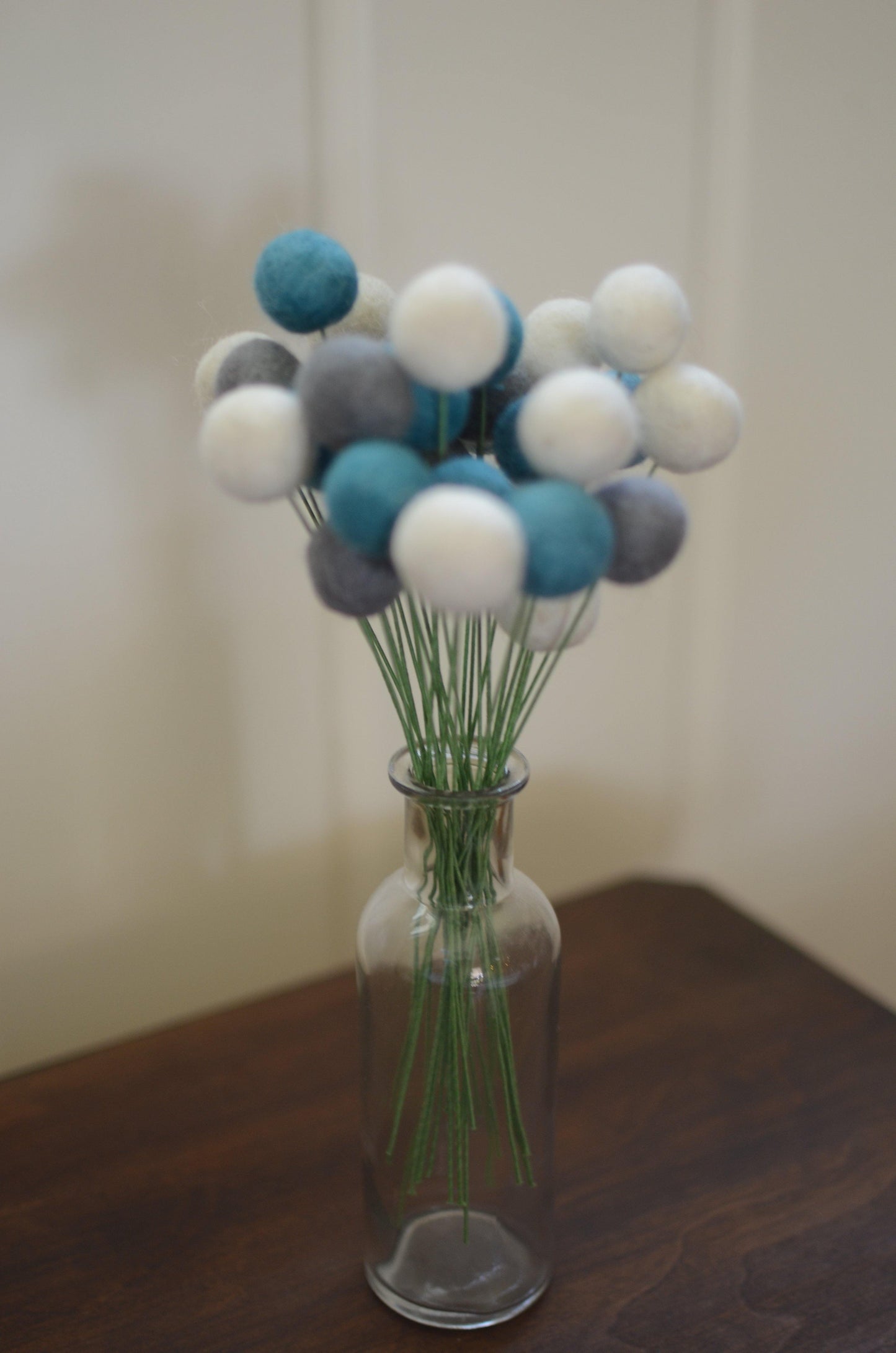 Dutch Blue & Grey Felt Ball Bouquet - Redheadnblue