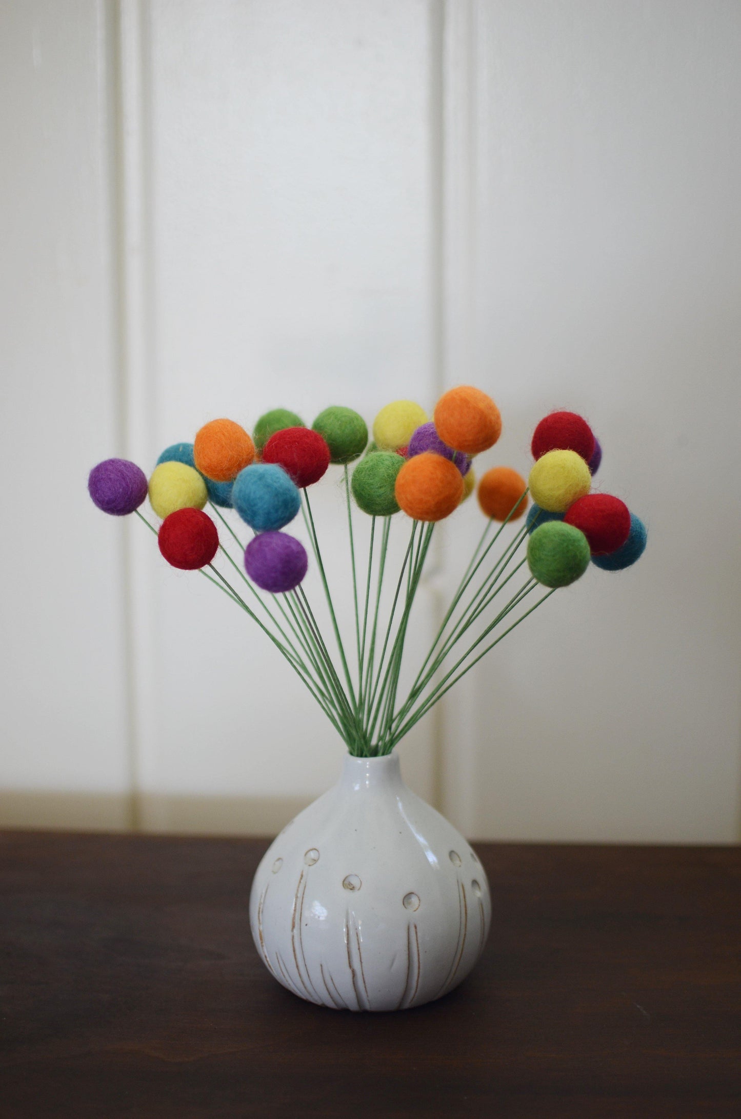 Traditional Rainbow Felt Ball Bouquet - Redheadnblue