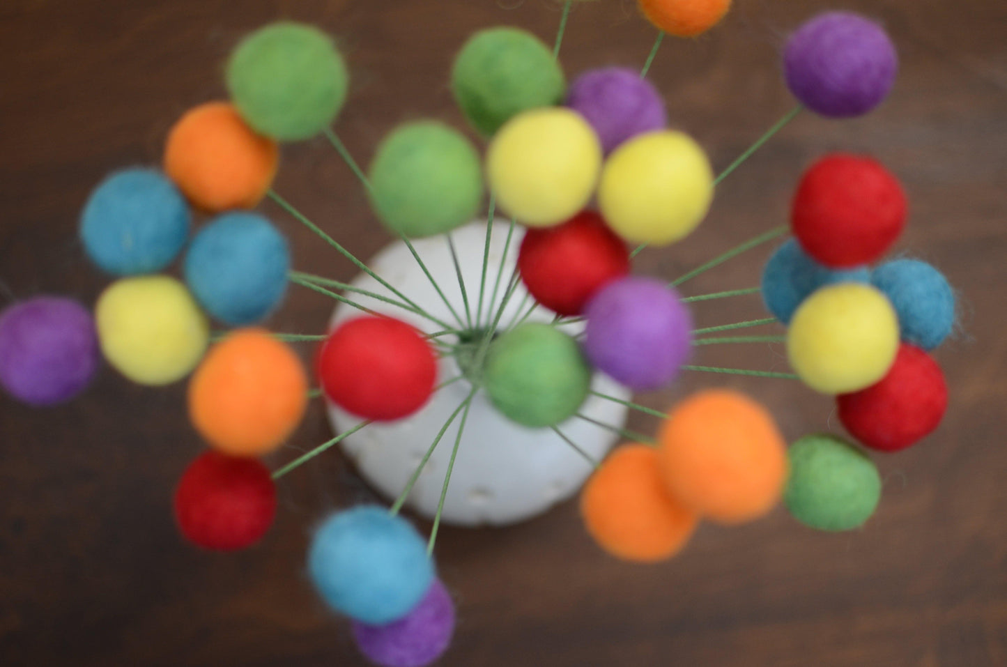 Traditional Rainbow Felt Ball Bouquet - Redheadnblue