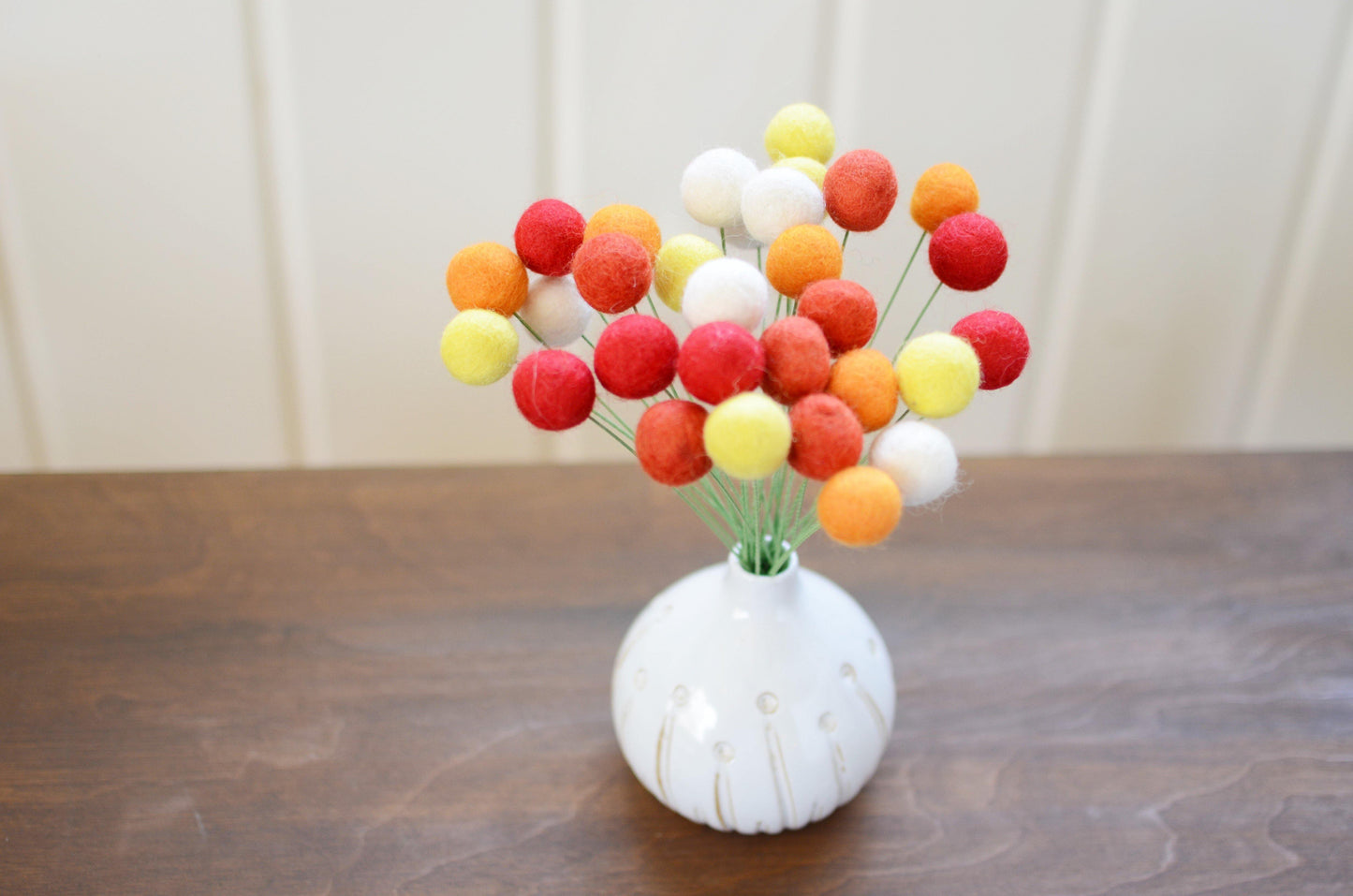 Shades of Fall Felt Ball Bouquet - Redheadnblue