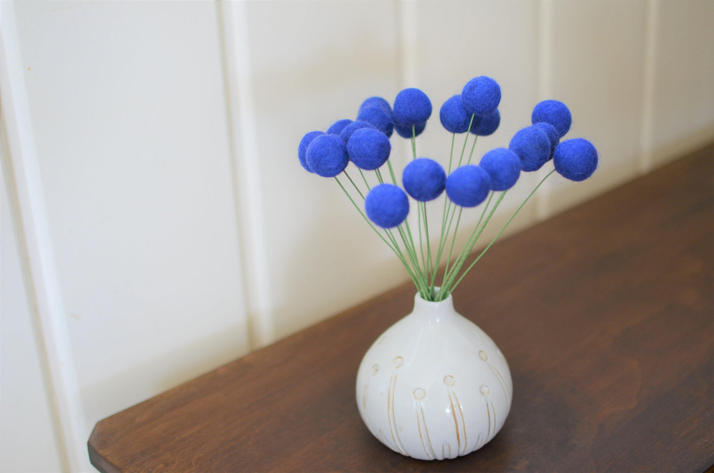 Sapphire Felt Ball Bouquet - Redheadnblue