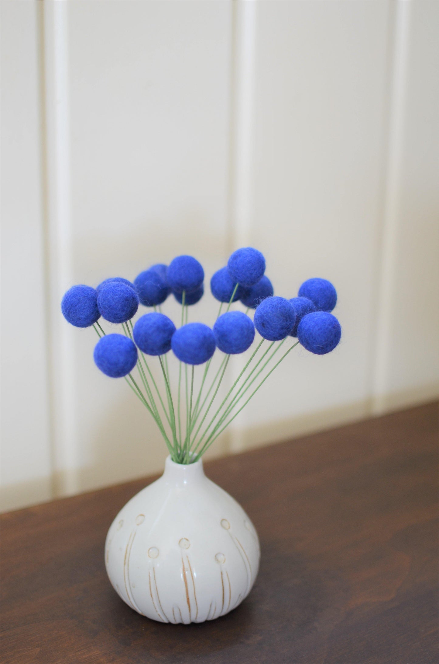 Sapphire Felt Ball Bouquet - Redheadnblue