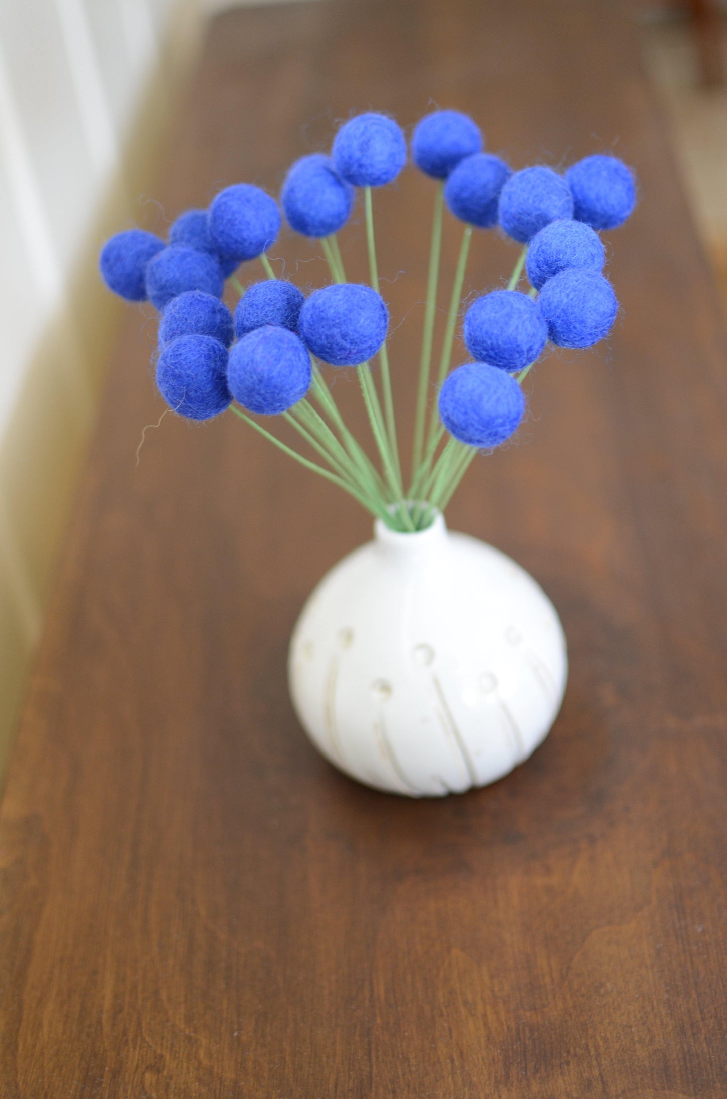 Sapphire Felt Ball Bouquet - Redheadnblue