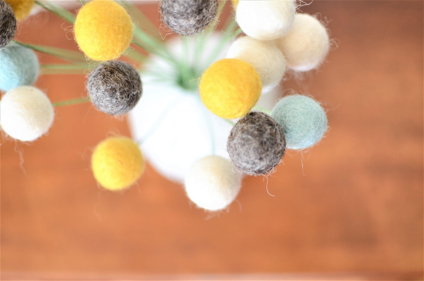 Baby Blue & Gold Felt Ball Bouquet - Redheadnblue