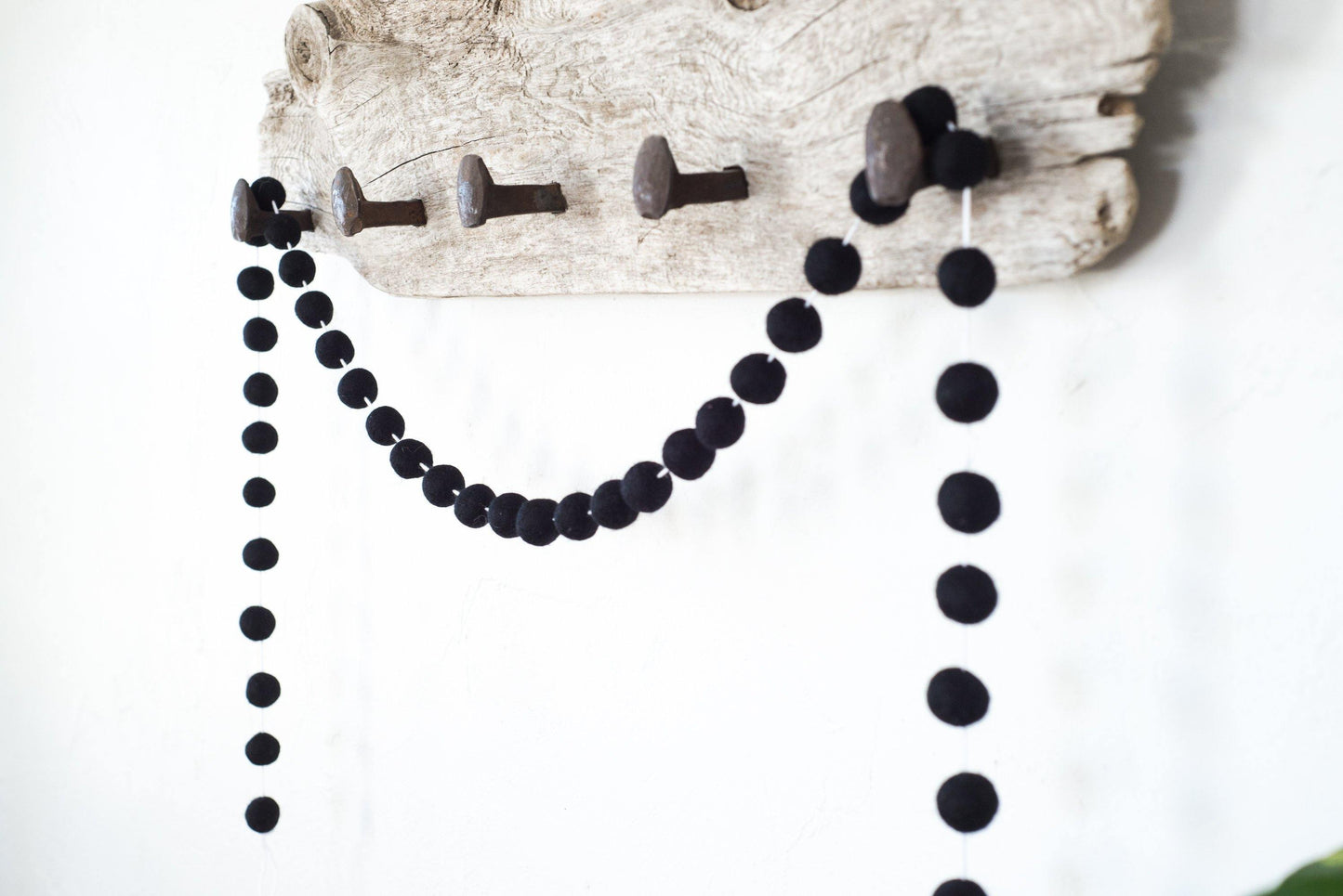 All Black Felt Ball Garland - Redheadnblue