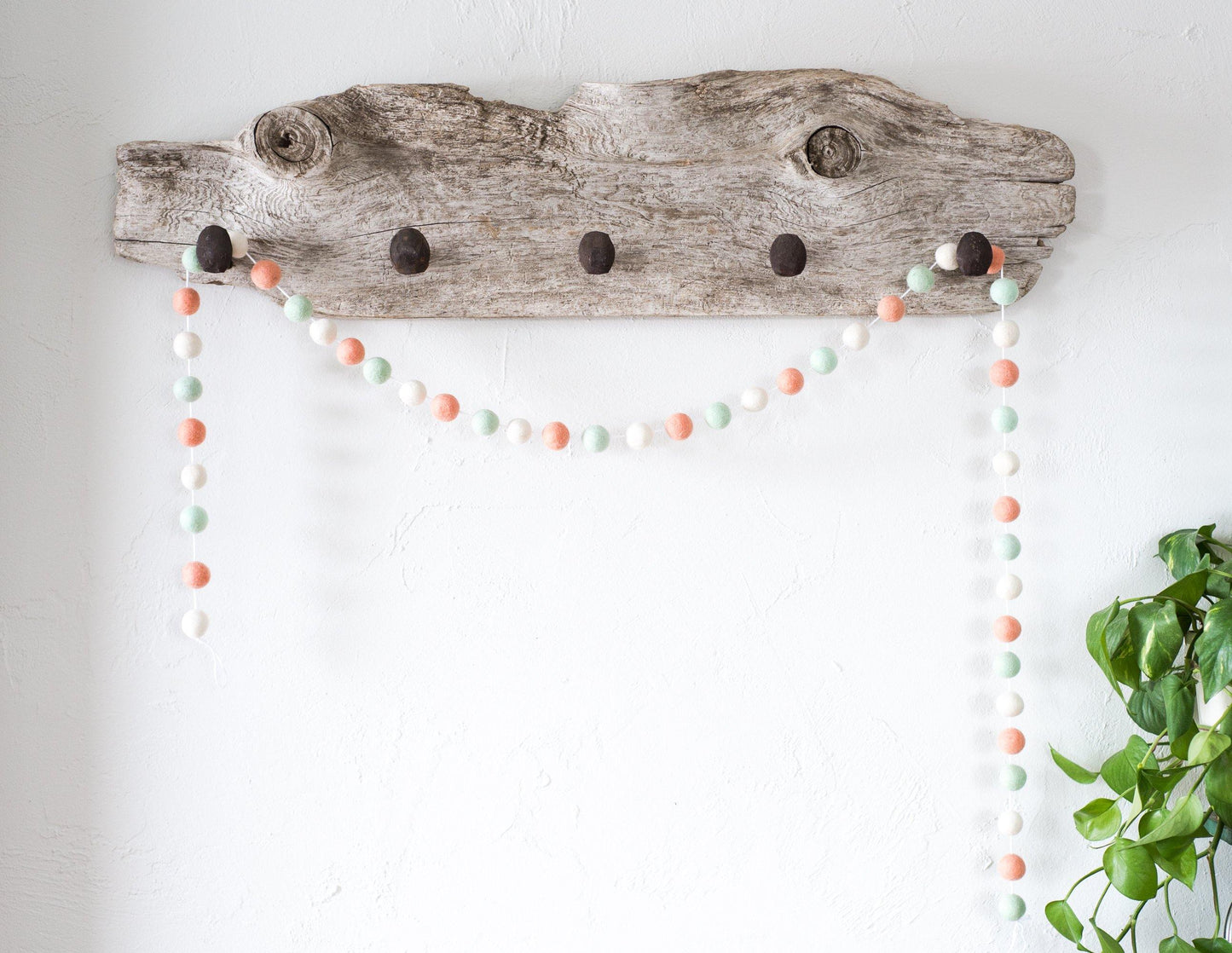 Peach & Mint Felt Ball Garland - Redheadnblue