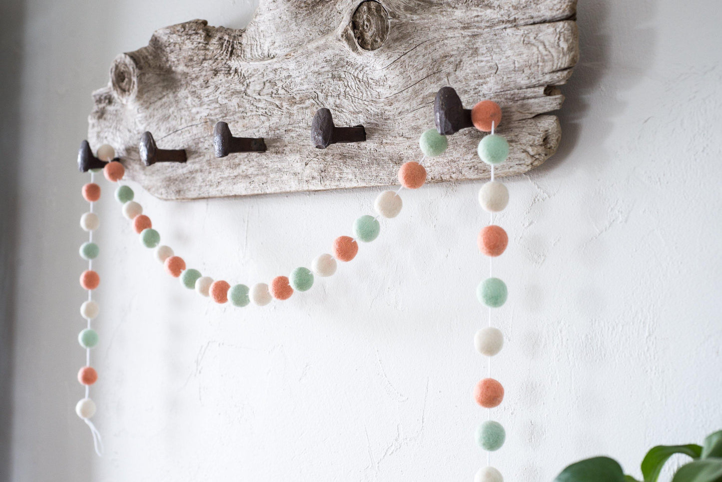 Peach & Mint Felt Ball Garland - Redheadnblue