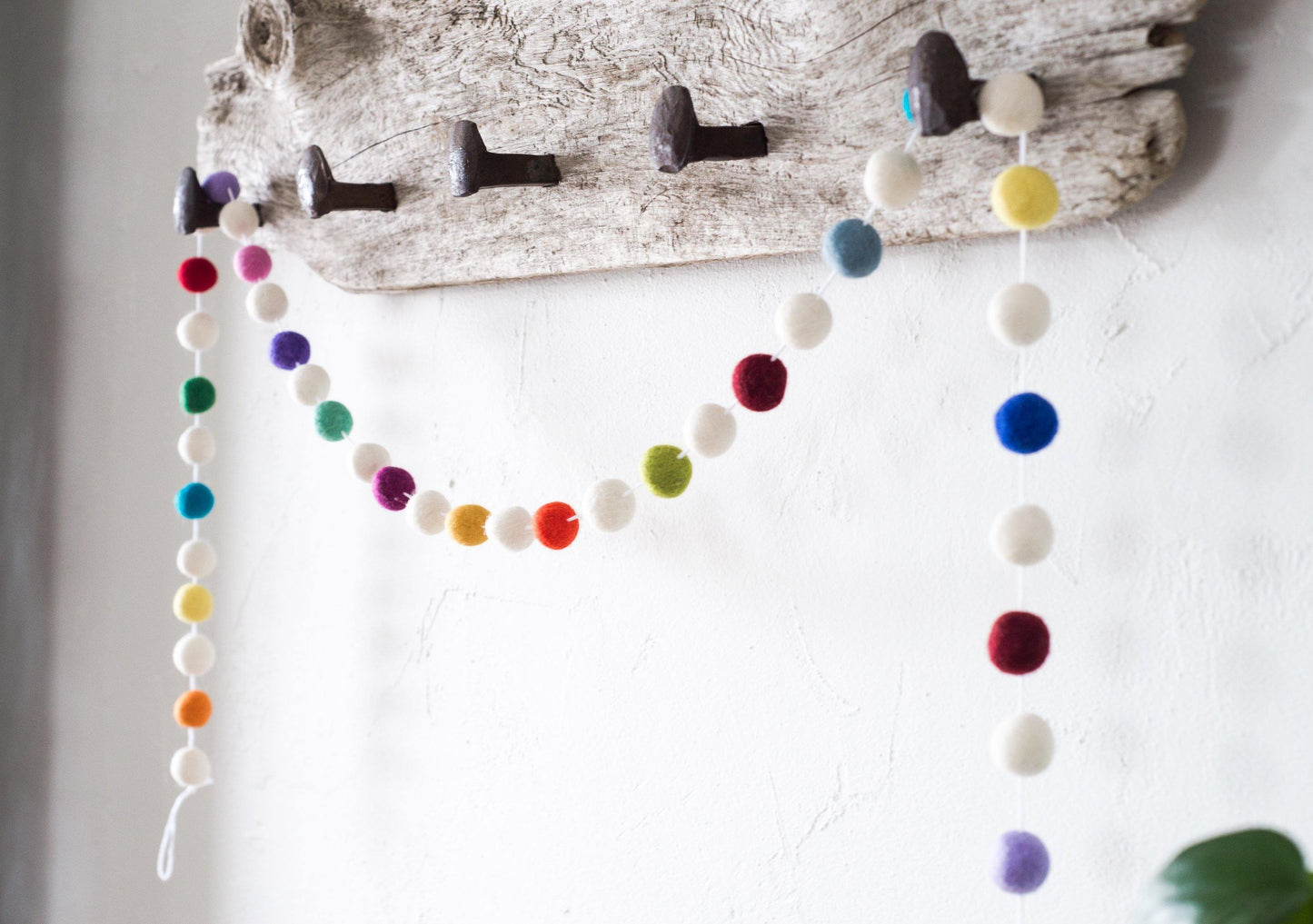 Random Mod Rainbow Felt Ball Garland - Redheadnblue