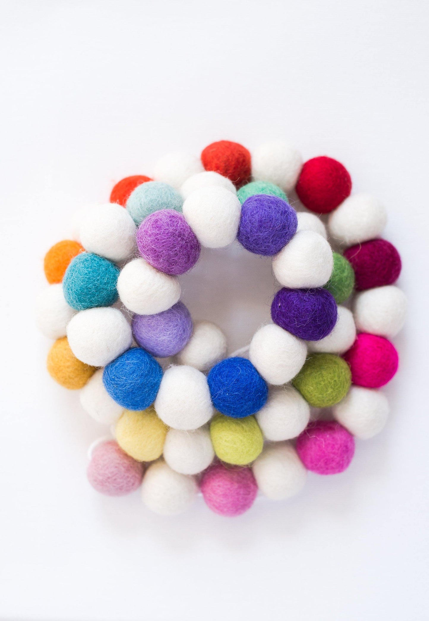 Mod Rainbow Ombre Felt Ball Garland - Redheadnblue