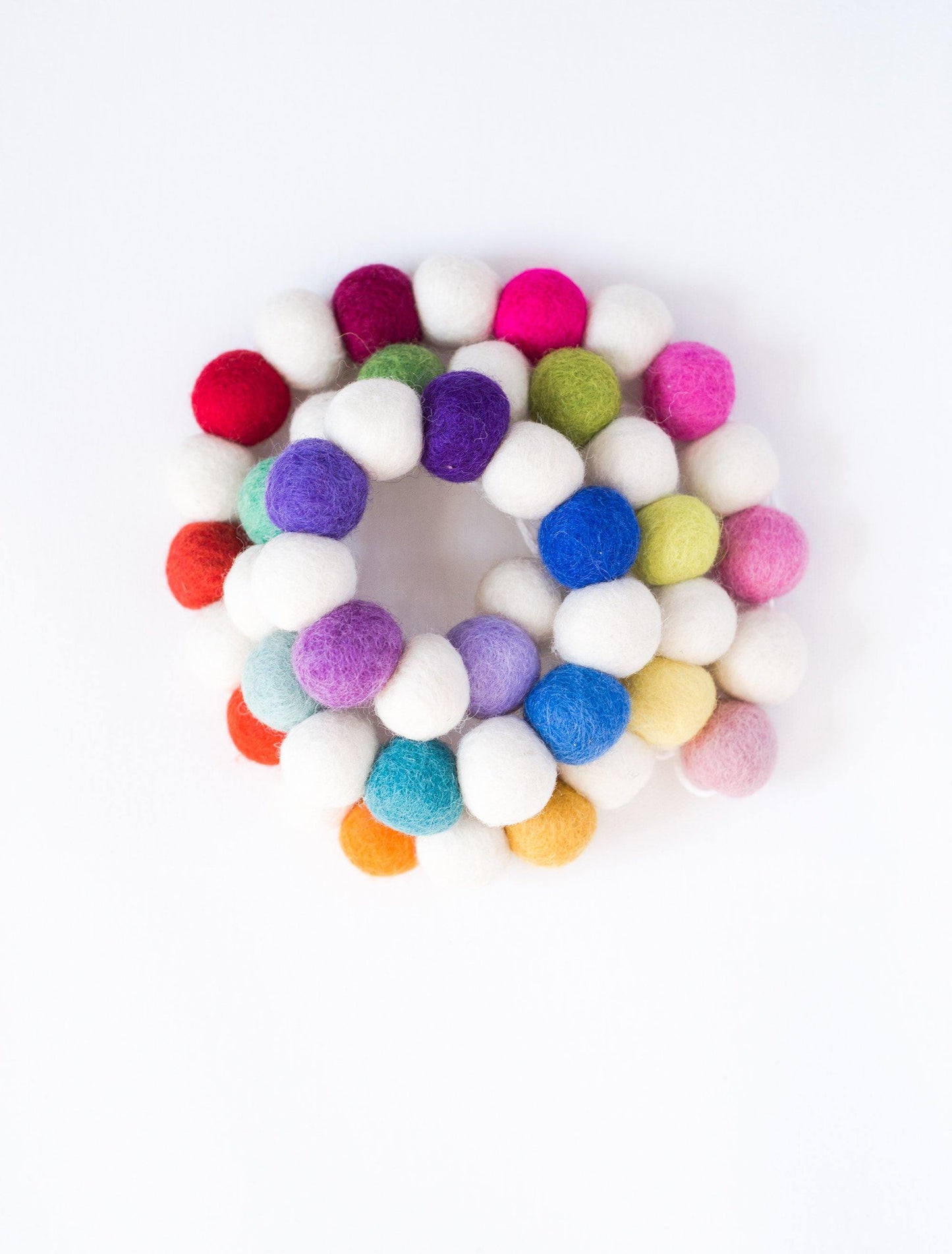 Mod Rainbow Ombre Felt Ball Garland - Redheadnblue