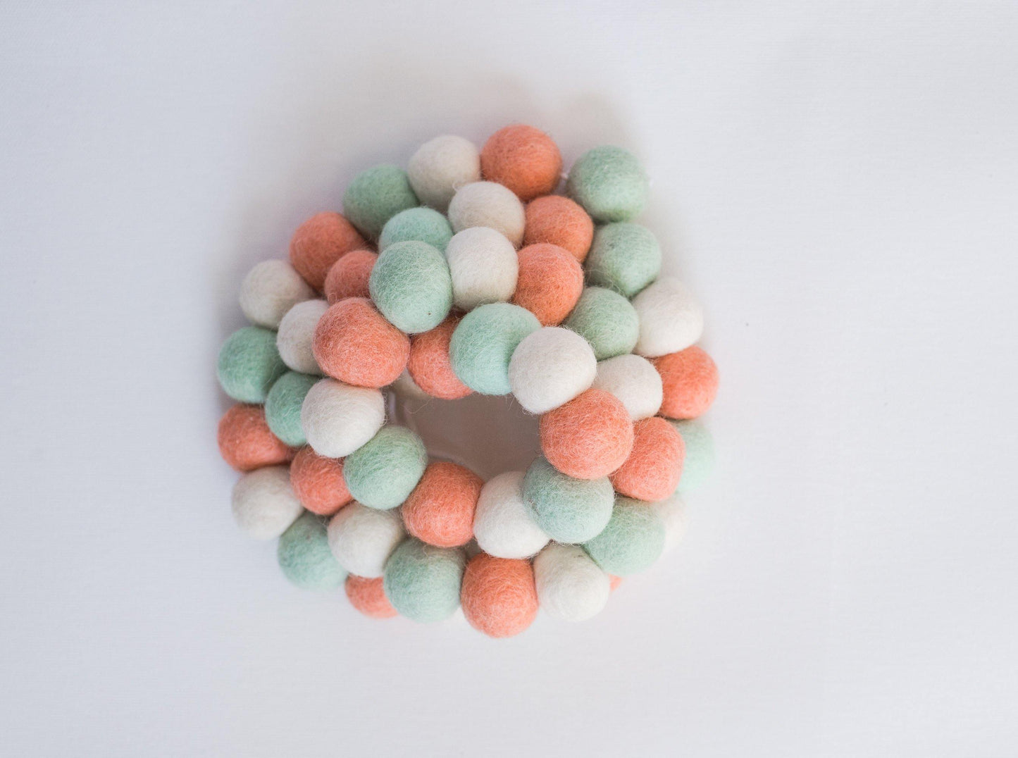 Peach & Mint Felt Ball Garland - Redheadnblue