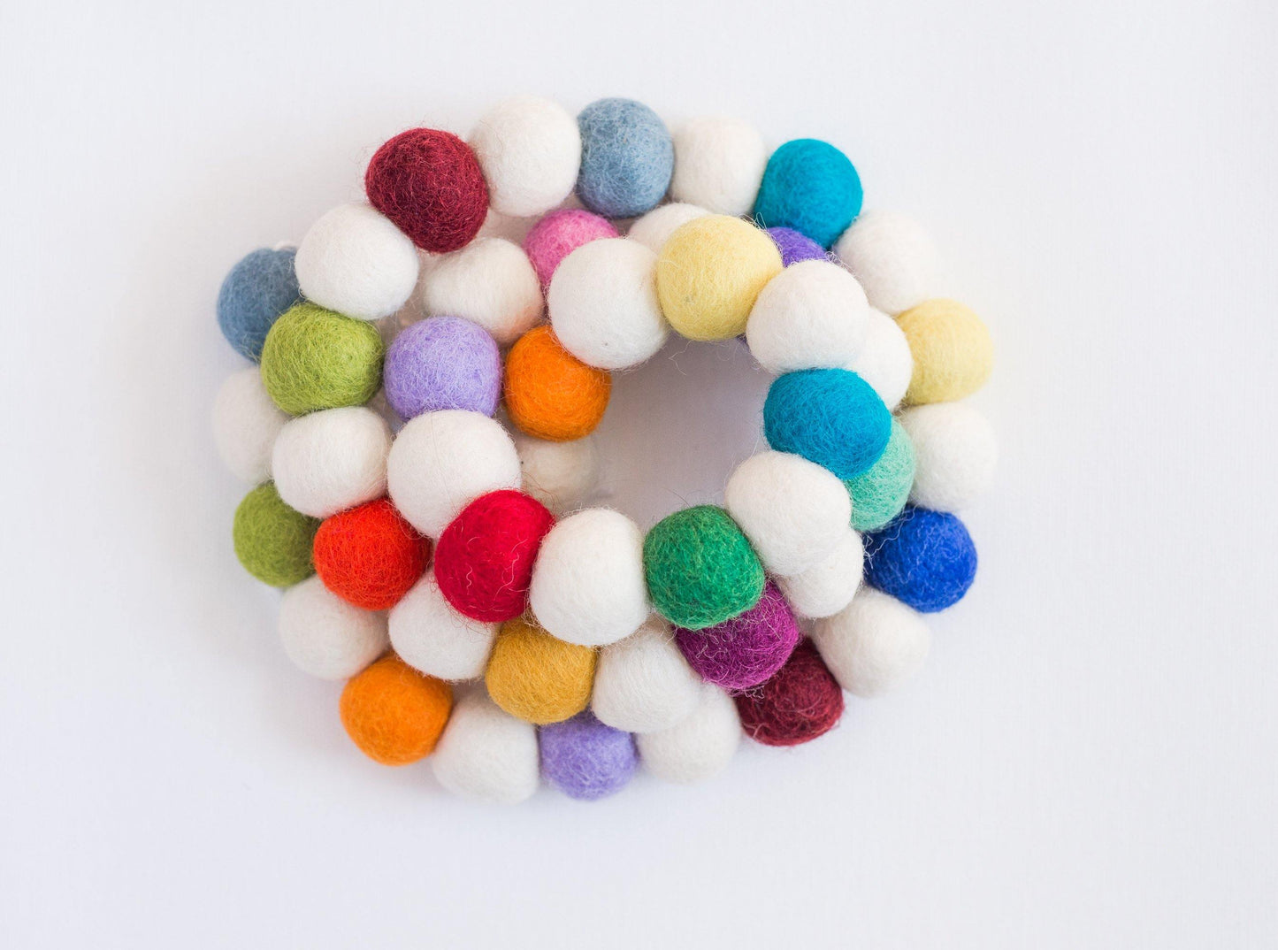 Random Mod Rainbow Felt Ball Garland - Redheadnblue