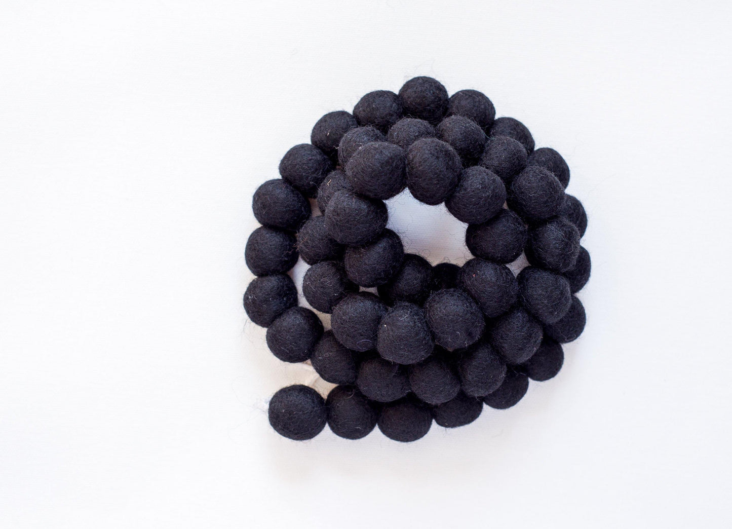 All Black Felt Ball Garland - Redheadnblue