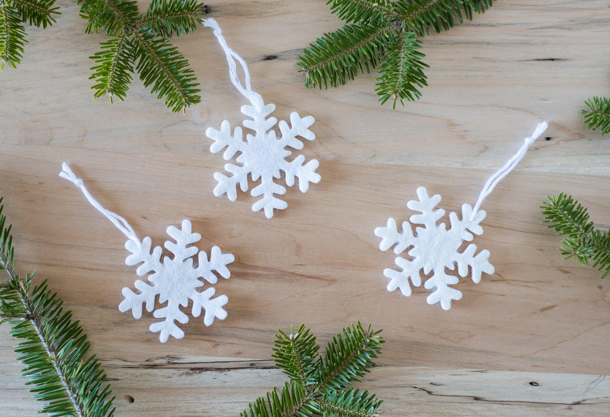 Snowflake Wool blend felt snowflakes Set of 18 snowflakes Winter decor  Christmas
