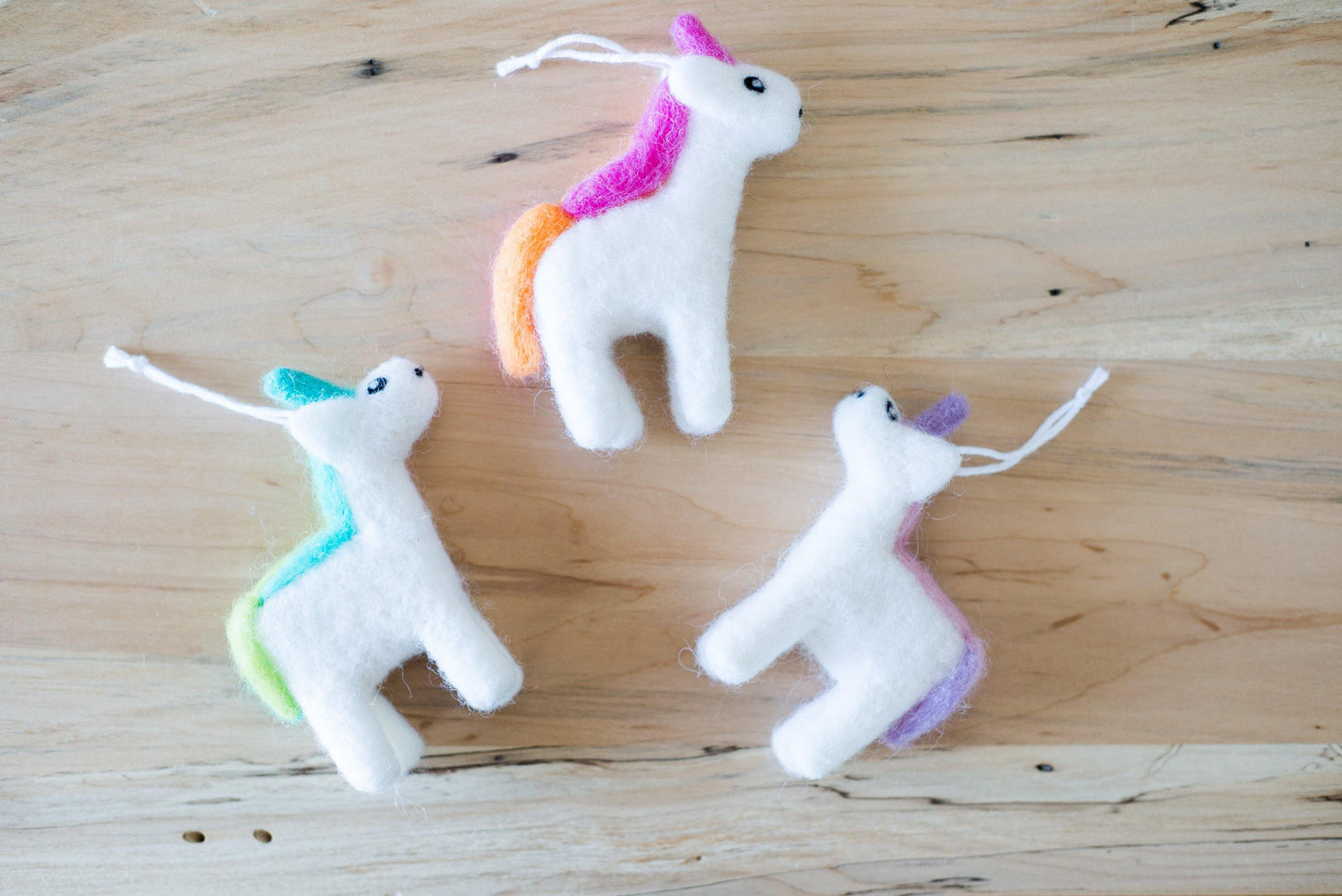 Felted Unicorn Ornaments - Redheadnblue