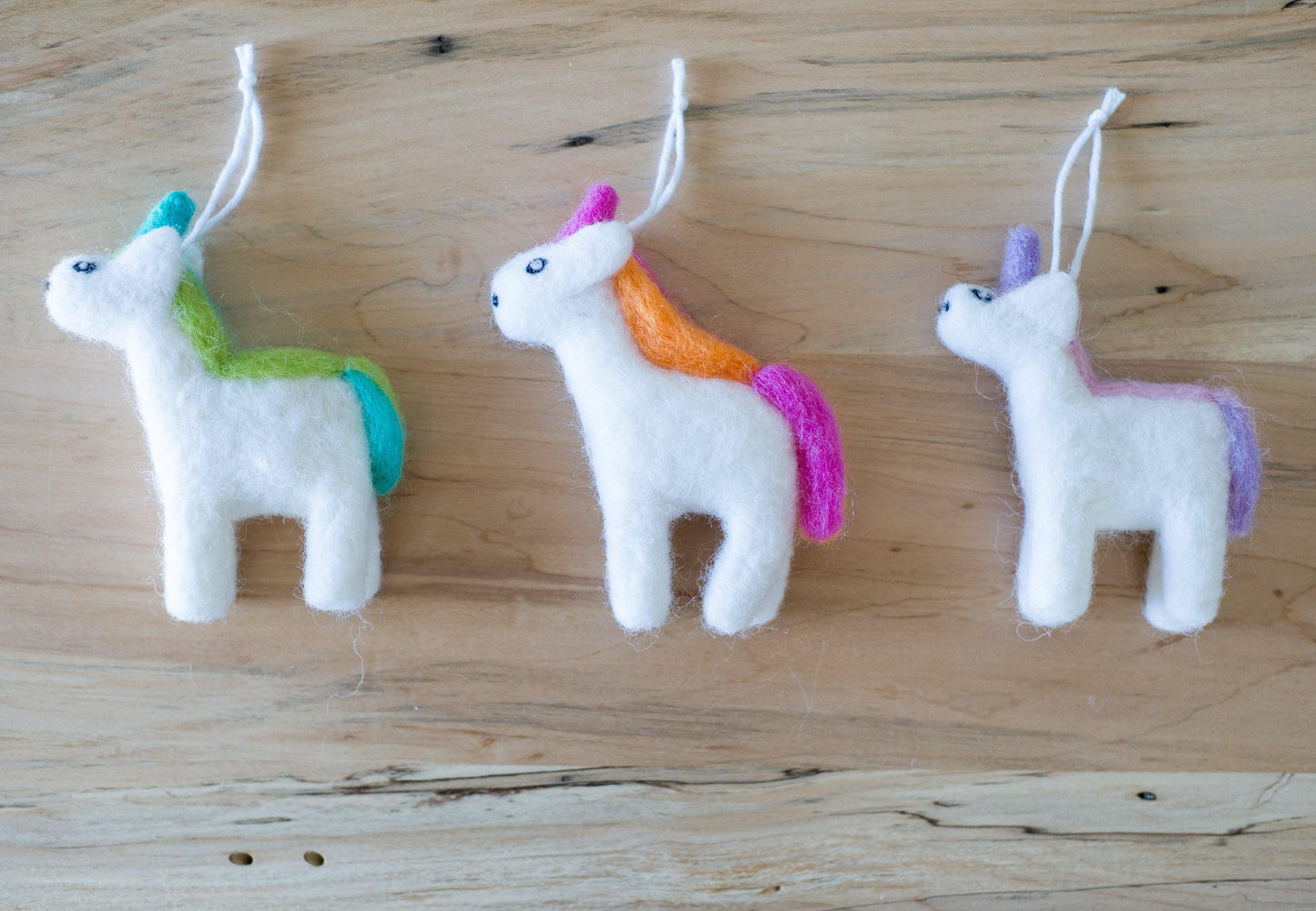 Felted Unicorn Ornaments - Redheadnblue
