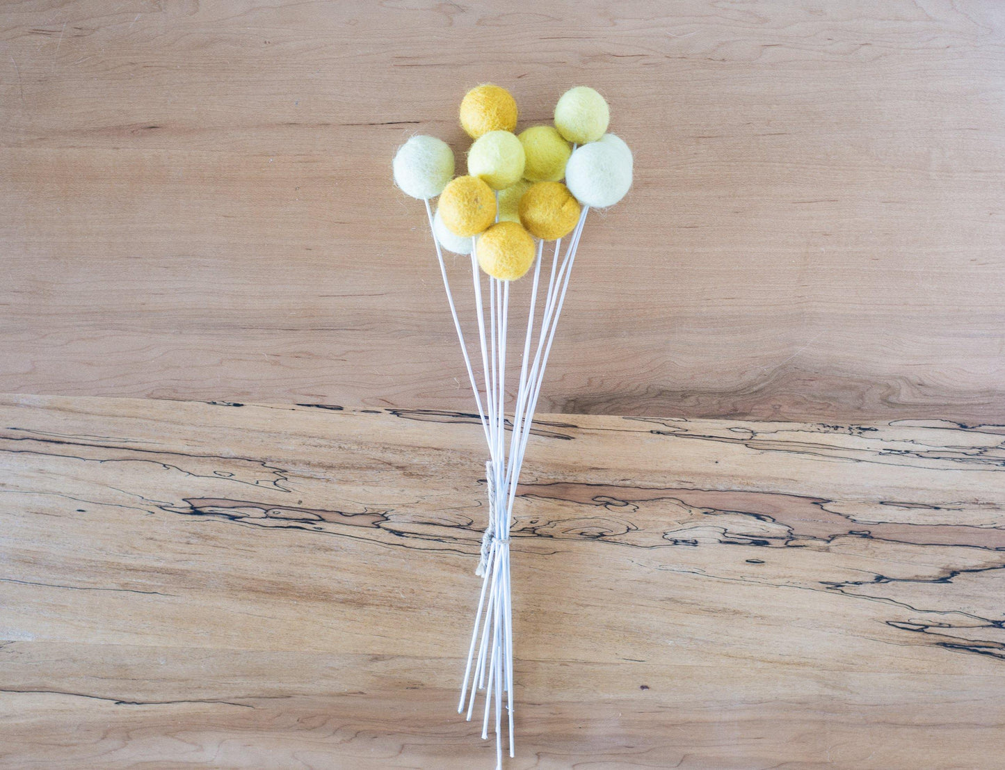 Shades of Yellow Felt Ball Bouquet - Redheadnblue