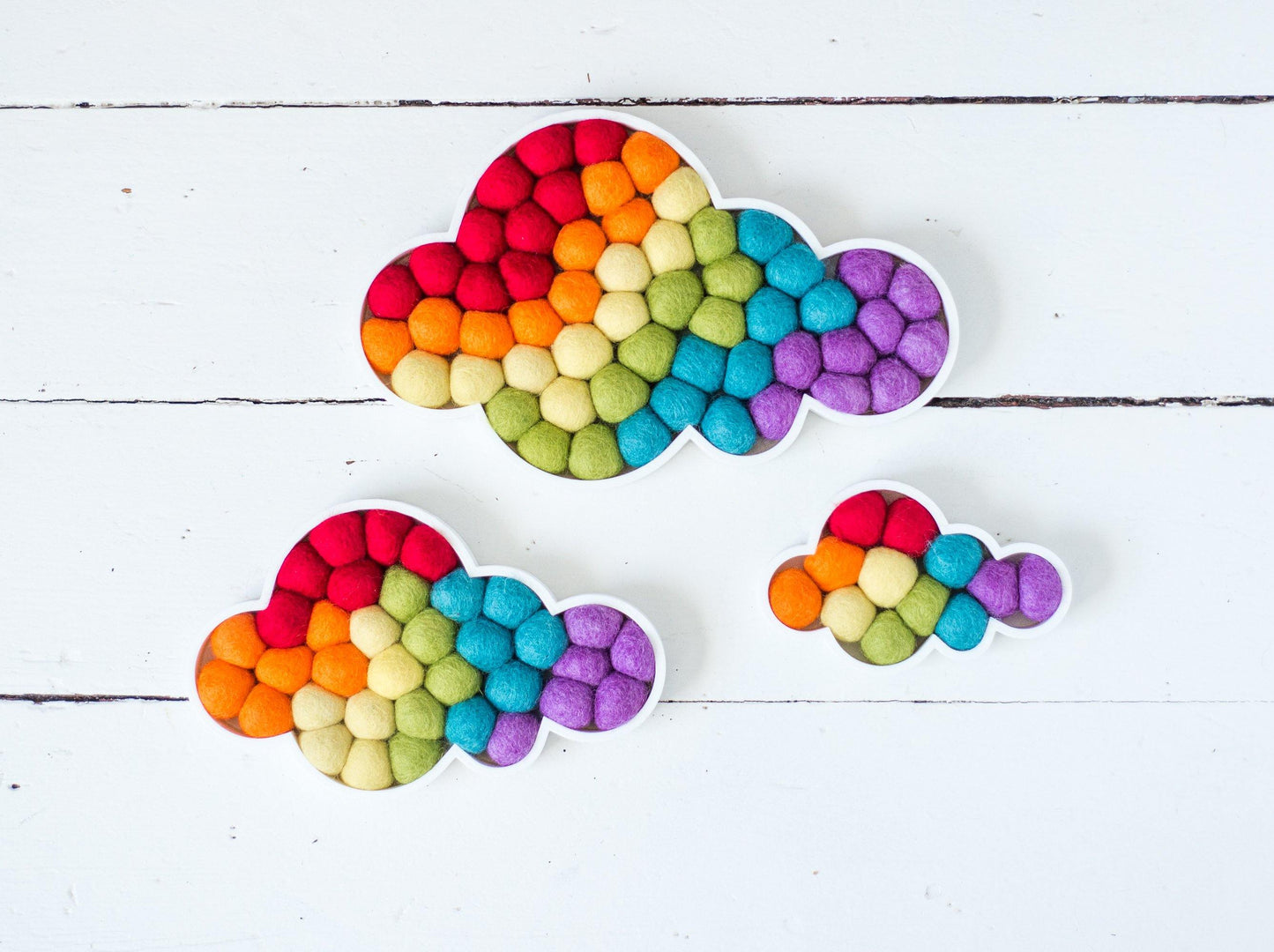 Rainbow Felt Ball Clouds - Redheadnblue
