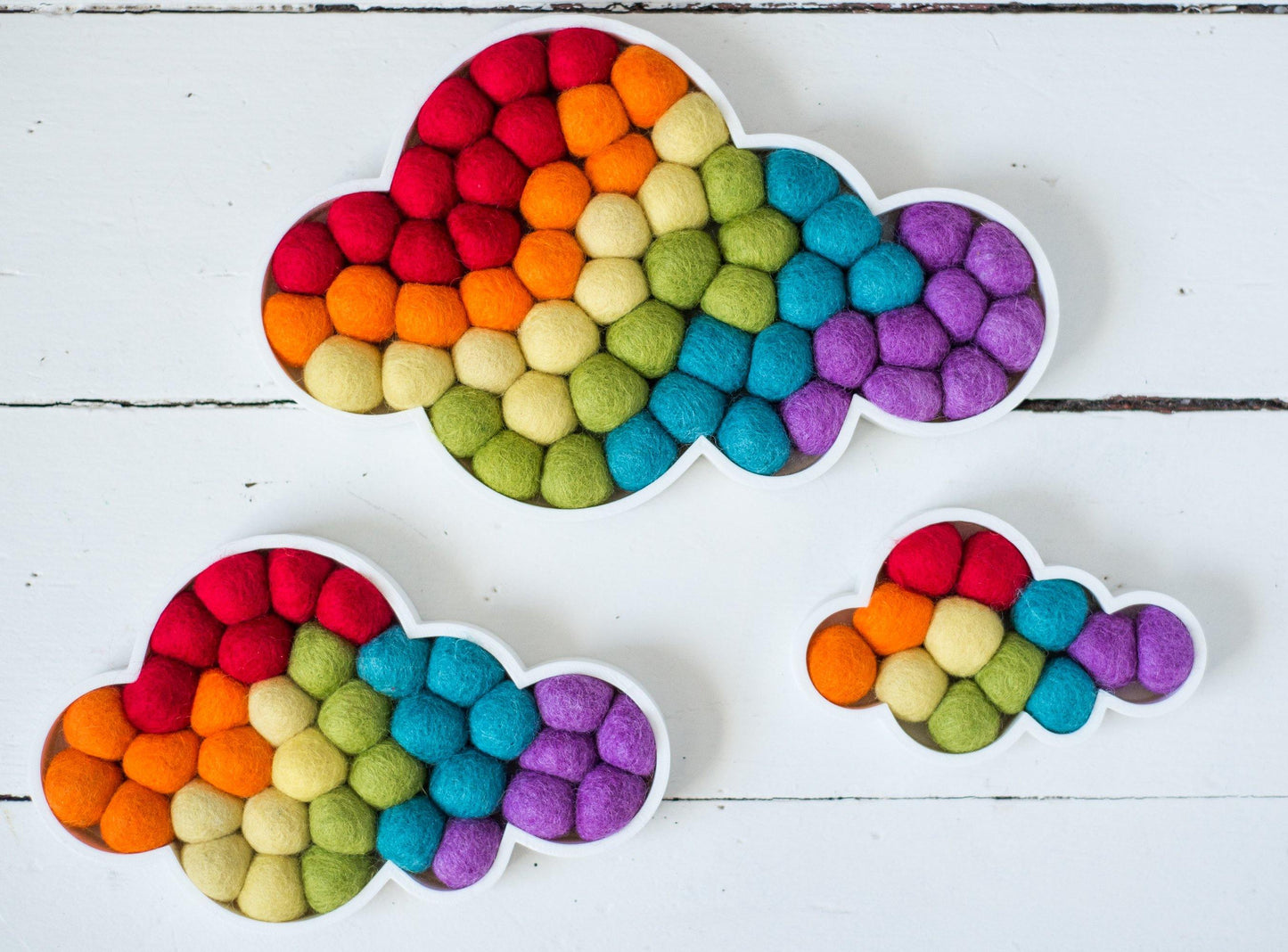 Rainbow Felt Ball Clouds - Redheadnblue