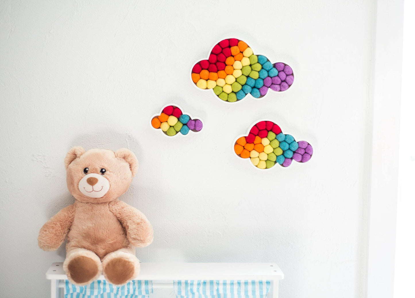 Rainbow Felt Ball Clouds - Redheadnblue