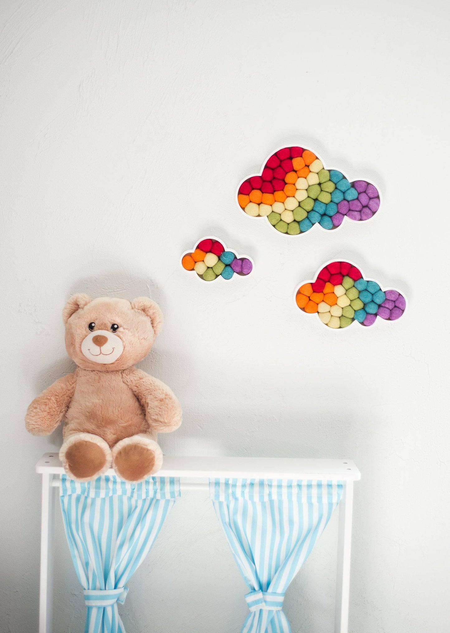 Rainbow Felt Ball Clouds - Redheadnblue