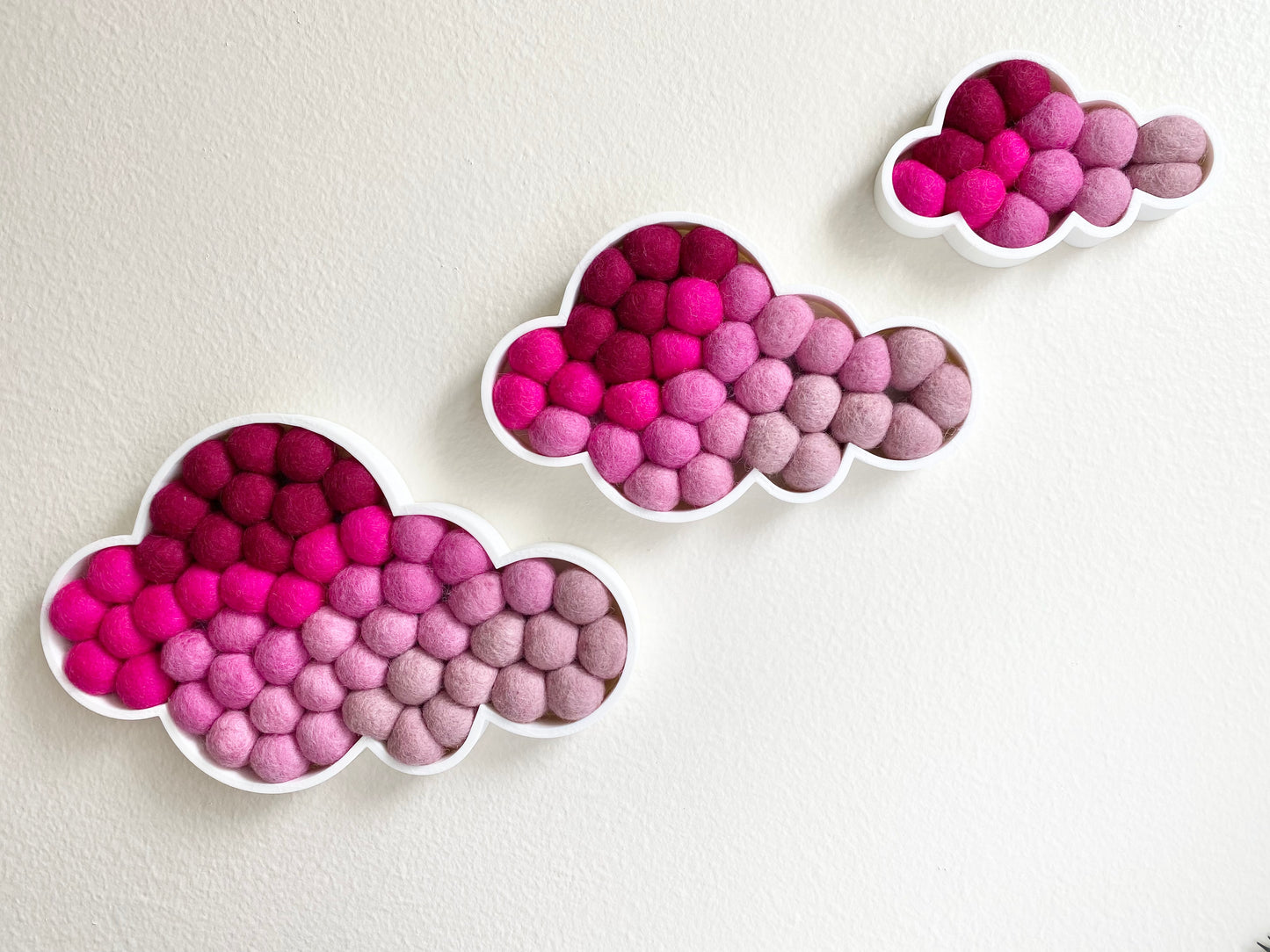 Pink Gradient Felt Ball Clouds