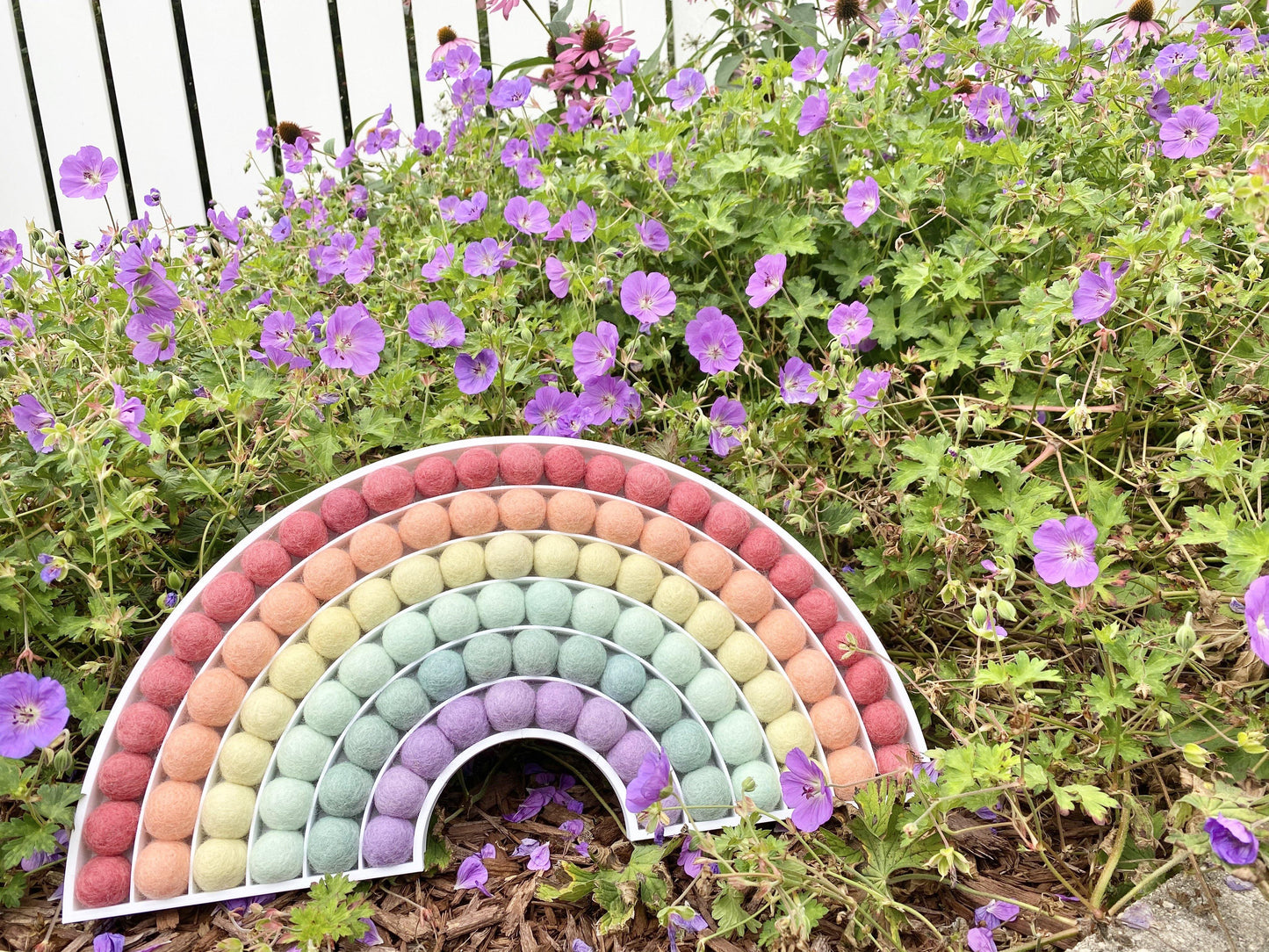 Pastel Felt Ball Rainbow - Redheadnblue