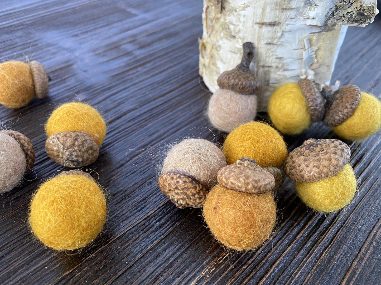 Shades of Gold Wool Acorns - Redheadnblue