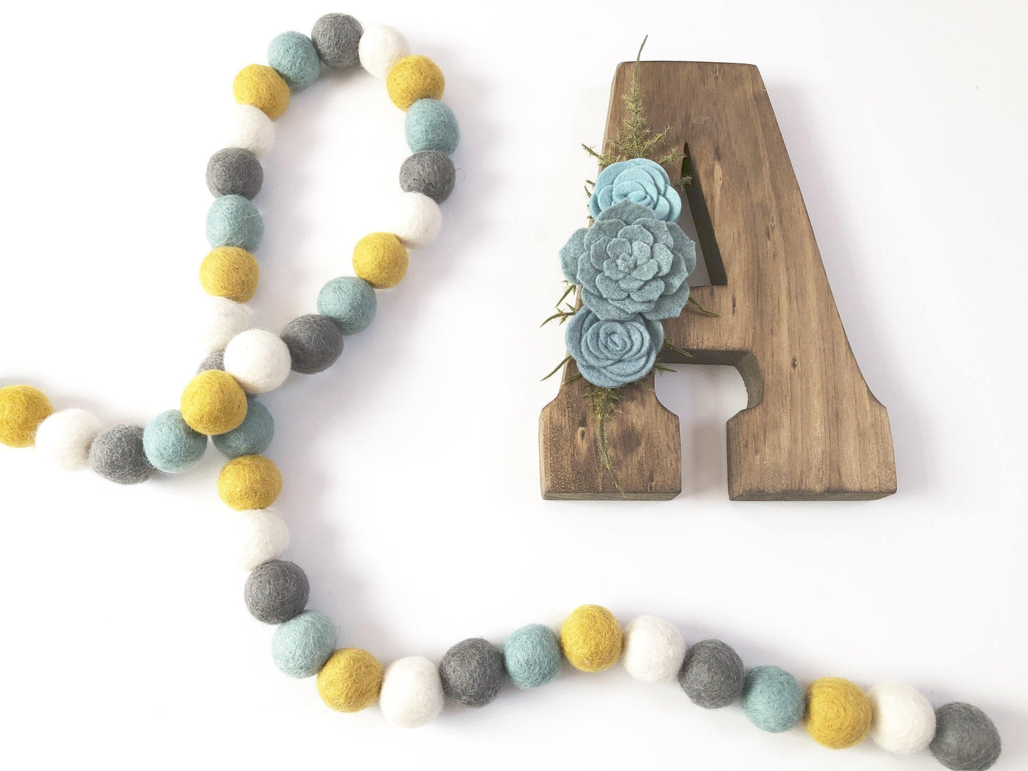 Baby Blue & Gold Garland - Redheadnblue