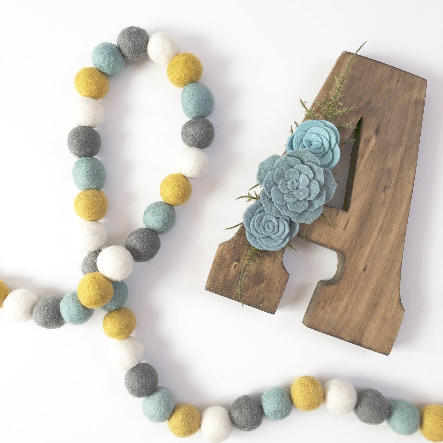 Baby Blue & Gold Garland - Redheadnblue