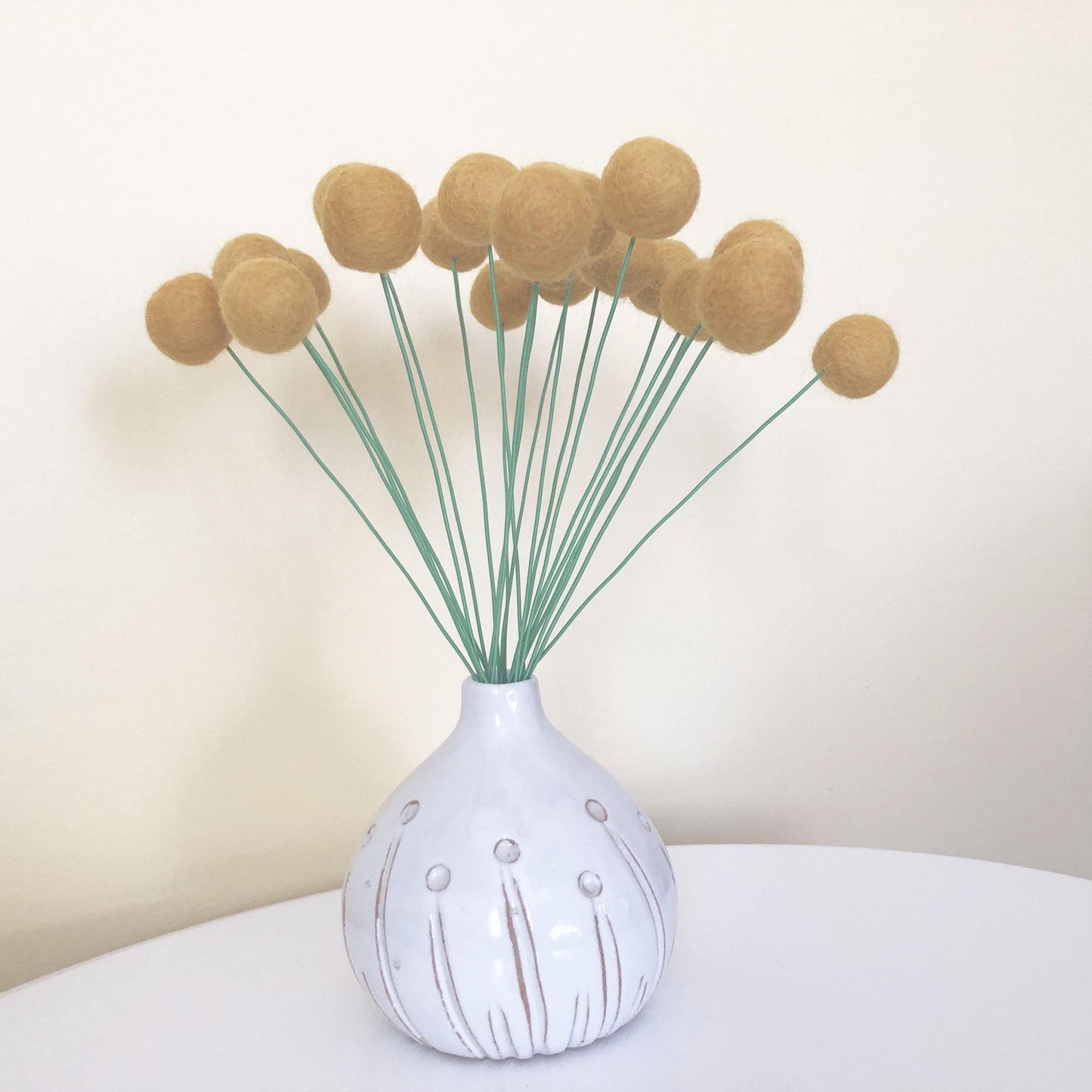 Faux Craspedia Felt Ball Bouquet - Redheadnblue