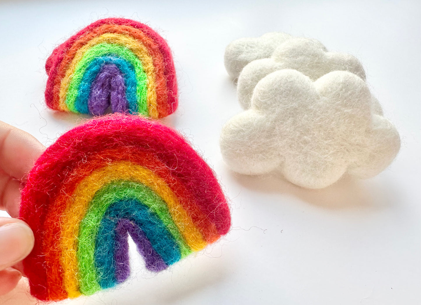 Rainbow & Cloud Felted Shapes