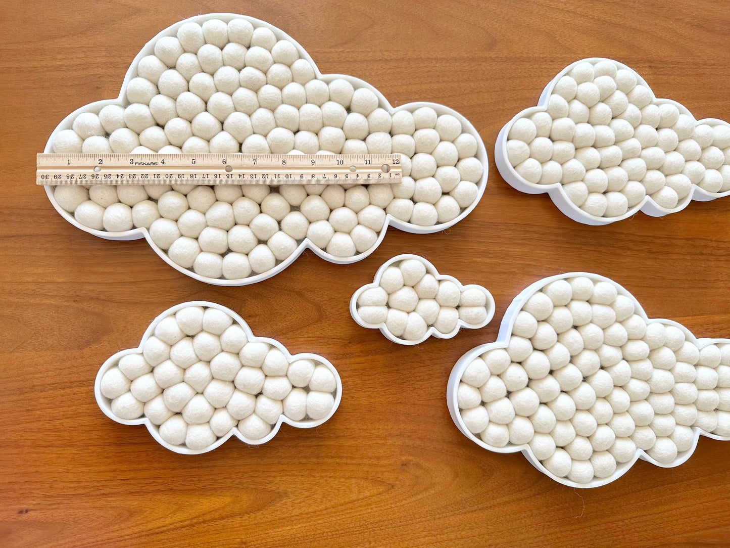 White Fluffy Felt Ball Clouds